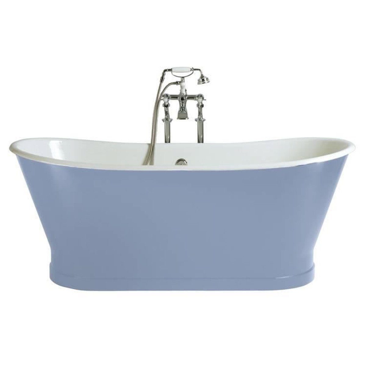 Casa Padrino Badewanne Luxus Gusseisen Badewanne Hellblau / Weiß 170 x 68 x H. 69.5 cm - Gebogene freistehende Badewanne - Barock & Jugendstil Badezimmer Möbel