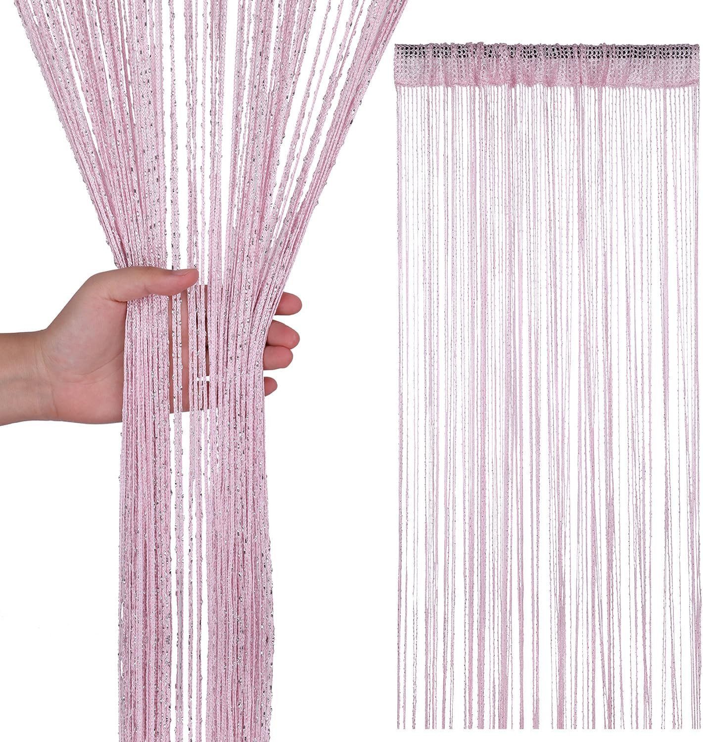 FOUORTUNATE-BEE Türvorhang Silberner Fadenvorhang 100×200 cm, Raumteiler & Deko, Fadenvorhang für Wohnzimmer & Eingang, dekorativer Raumtrenner