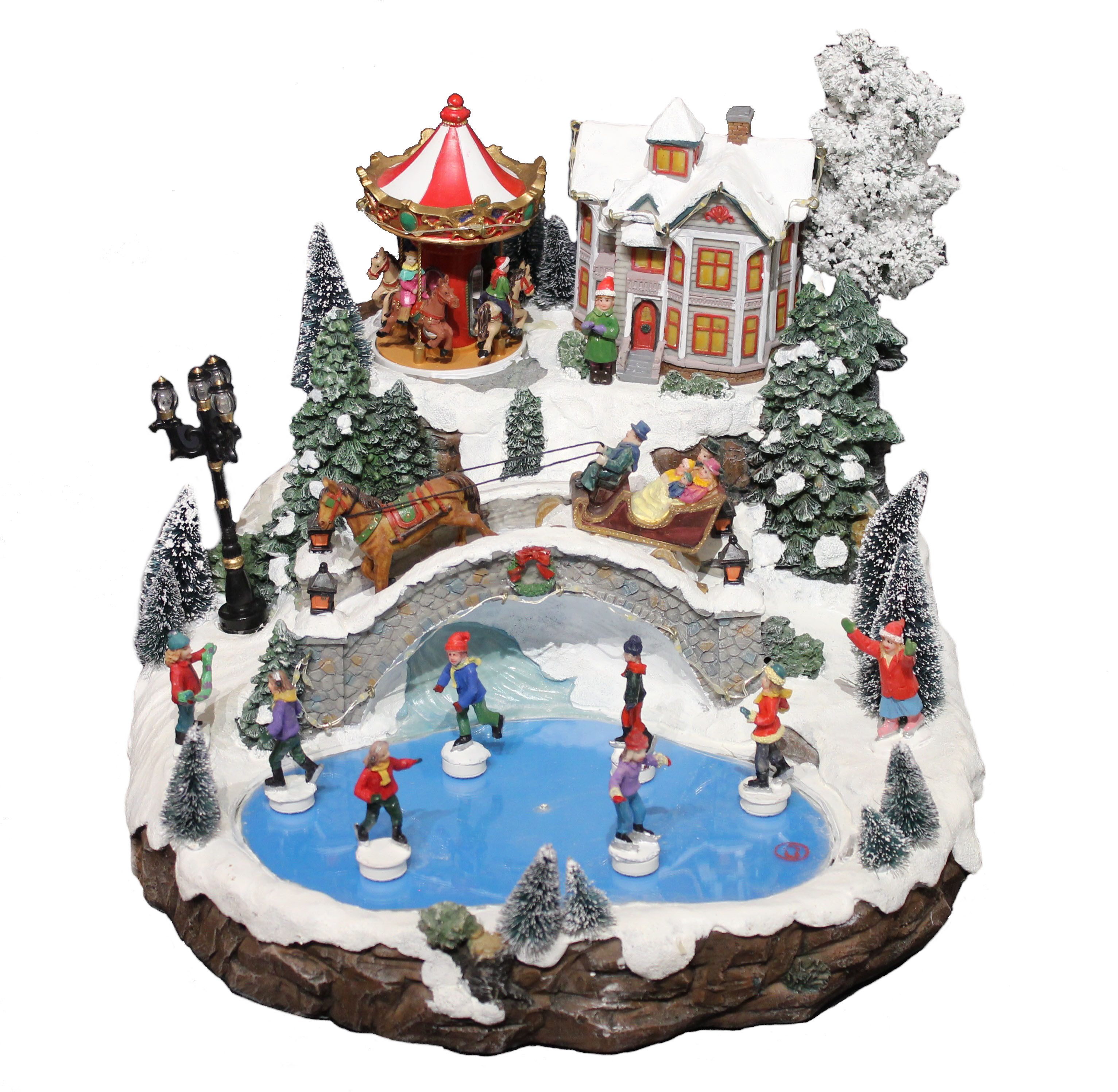 G. Wurm GmbH&Co KG Winterlandschaft Winterszene Eisläufer & Karussell mit Beleuchtung und Musik, Eisläufer, Musik, Beleuchtung