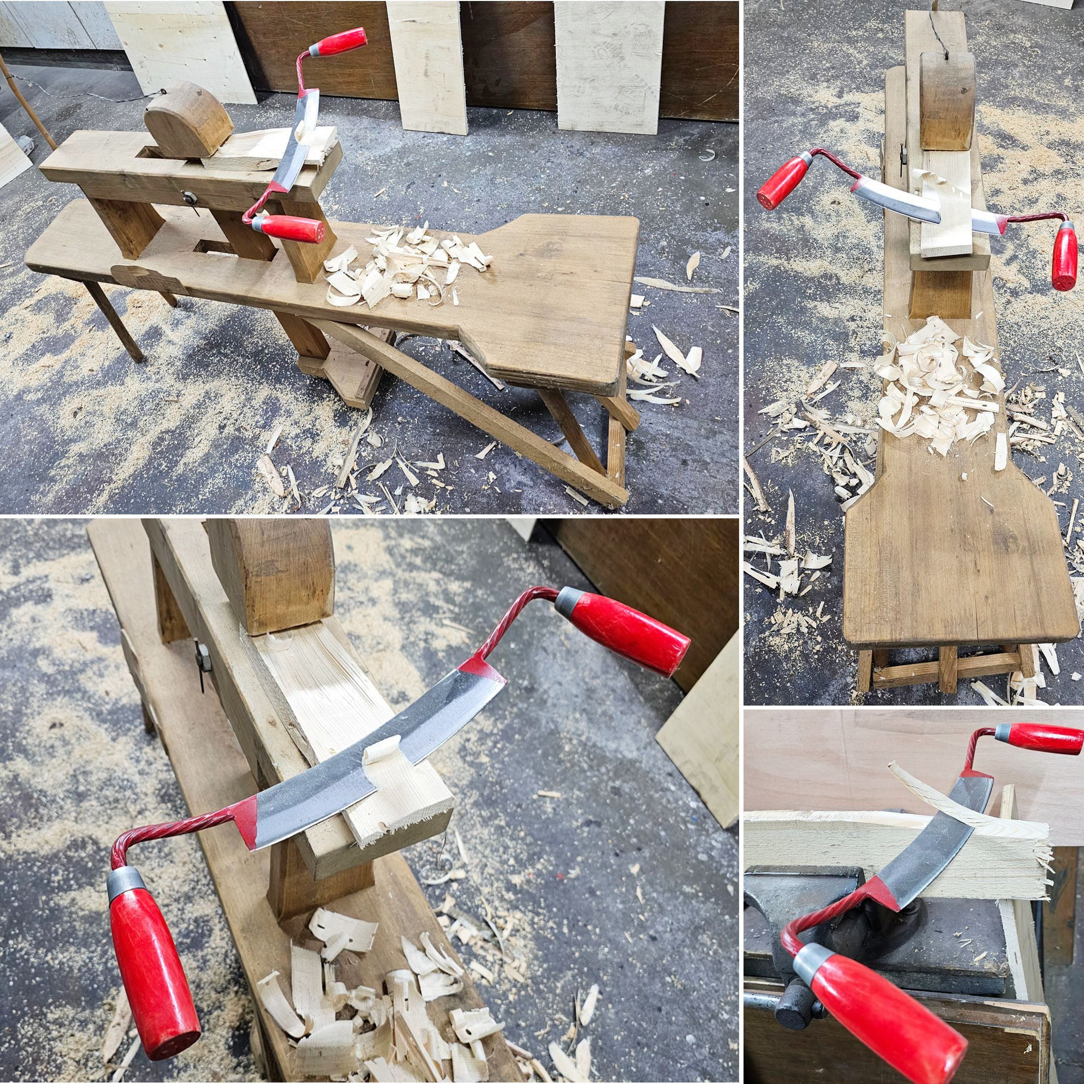 BauSupermarkt24 Zugmesser Zugmesser gebogen 240 cm inkl. 2 lackierte Holzgriffe für Zieheisen – Bild 2 von 4