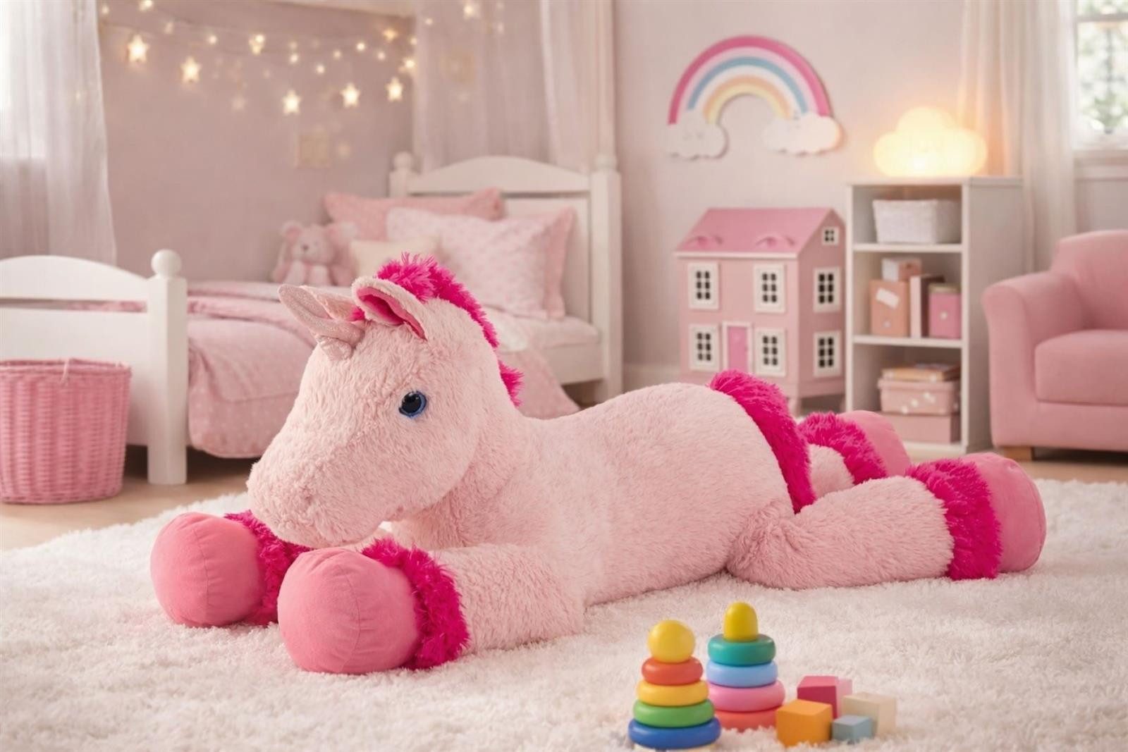 Geschenkestadl Kuscheltier XXL Einhorn Plüsch 110cm Rosa Kuscheltier groß weich Geschenk Deko (1-St., Kuscheltier), kuschelweich