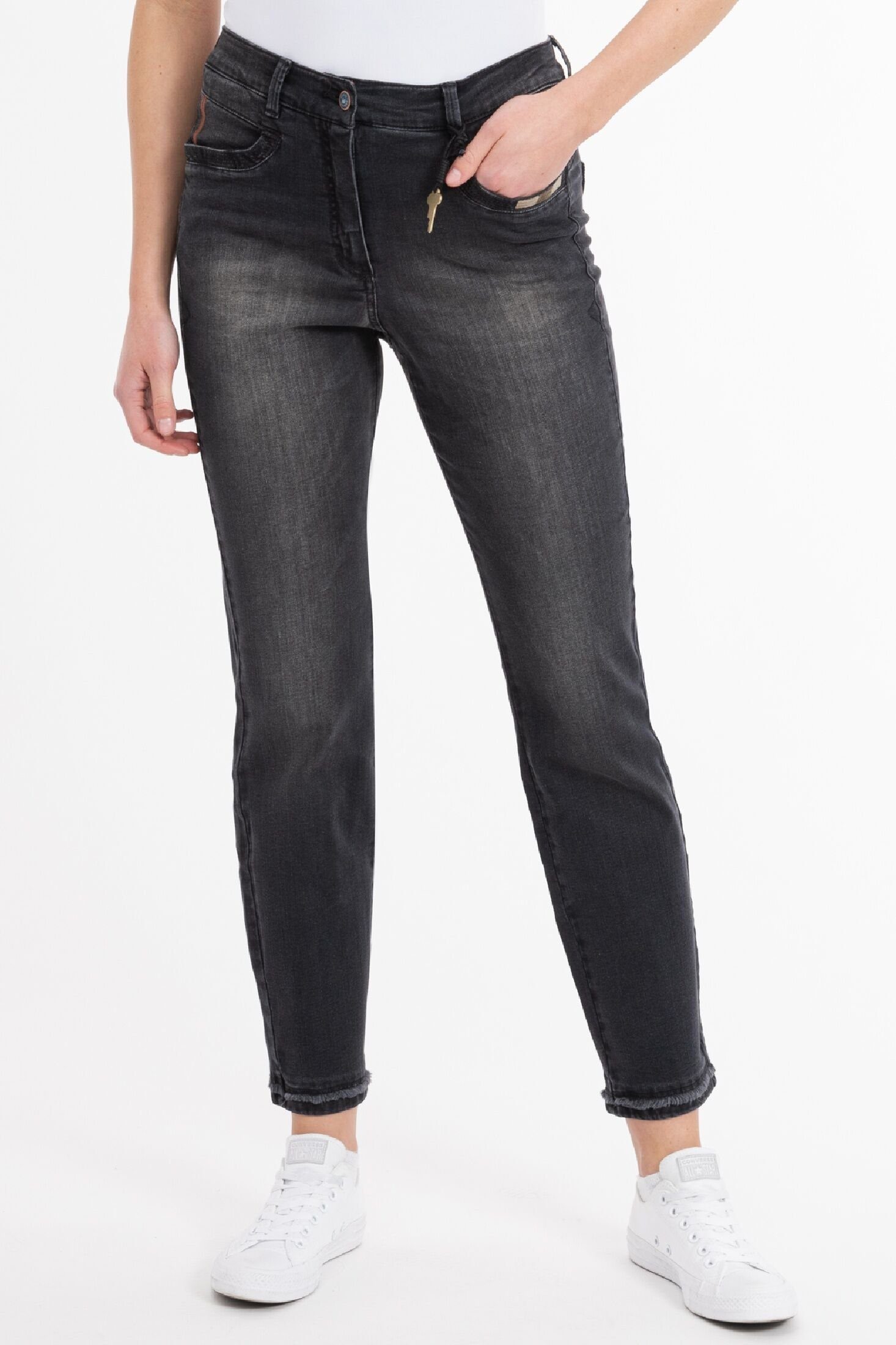 Recover Pants Slim-fit-Jeans ALEXA Kontrastfarbige Stickereien BLACK