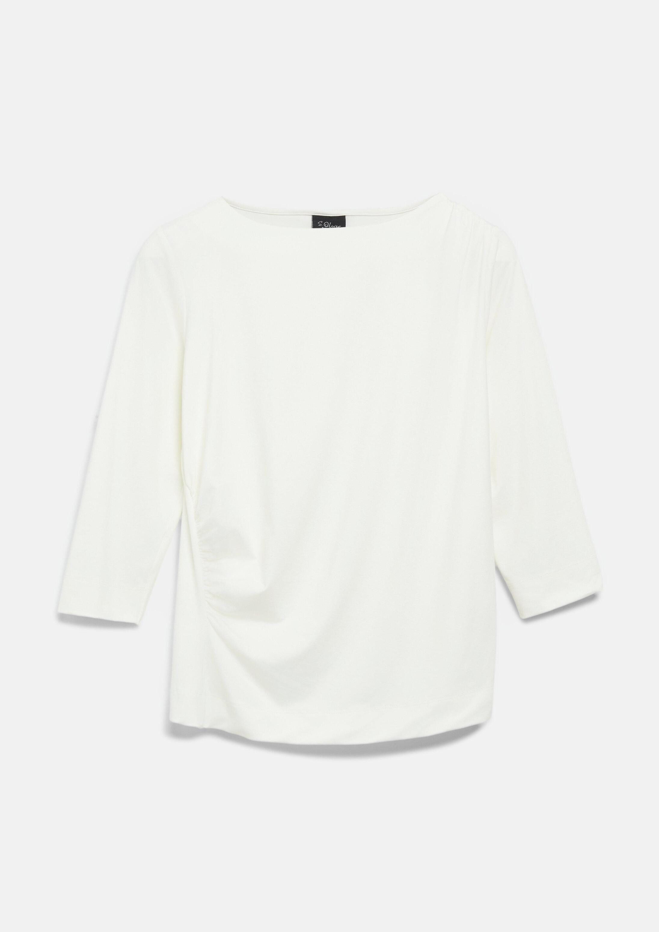 s.Oliver 3/4-Arm-Shirt T-Shirt T-Shirt mit seitlicher Raffung im Slim Fit