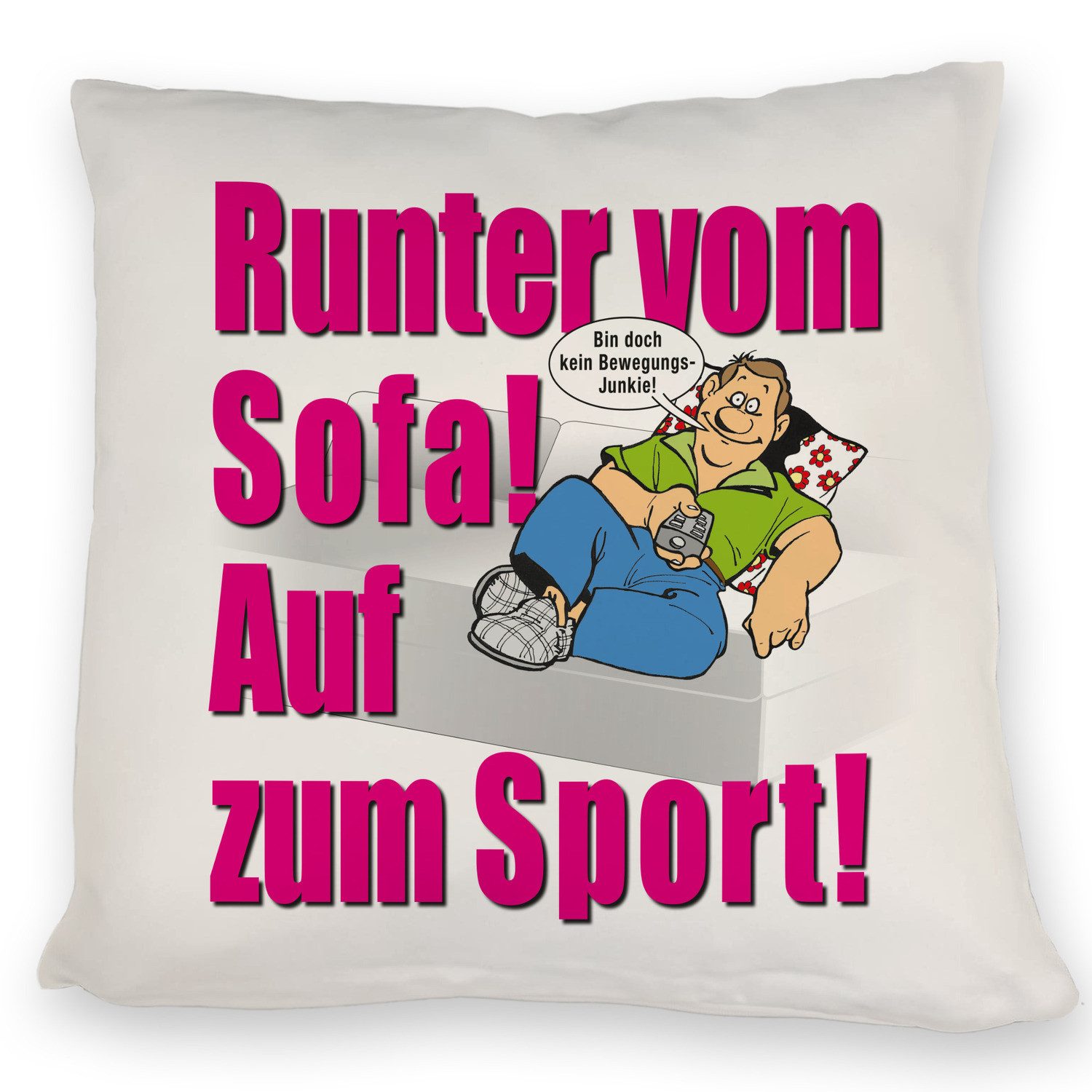 speecheese Dekokissen Auf zum Sport! Motivations Kissen mit Text in pink und Spruch