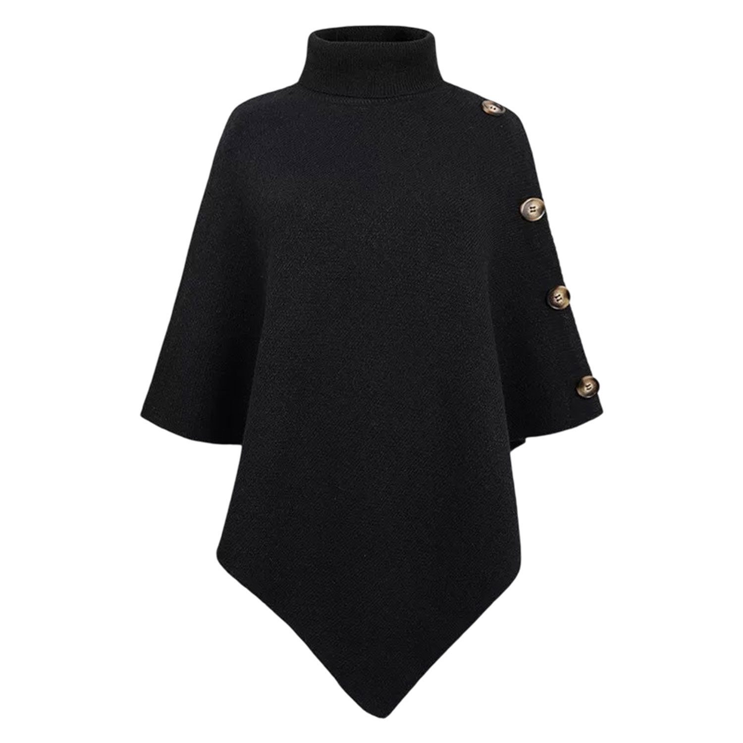 Refttenw Poncho Unregelmäßiger Umhang,Umhang mit hohem Kragen,lässiger Pullover