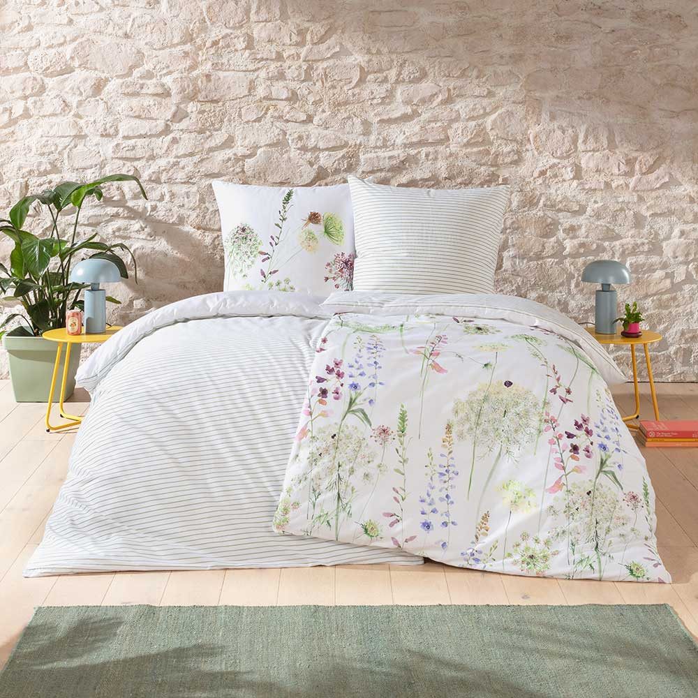 Estella Wendebettwäsche Meadow, Satin, 2 teilig, Der anschmiegsame und atmungsaktive Stoff aus Mako-Satin.