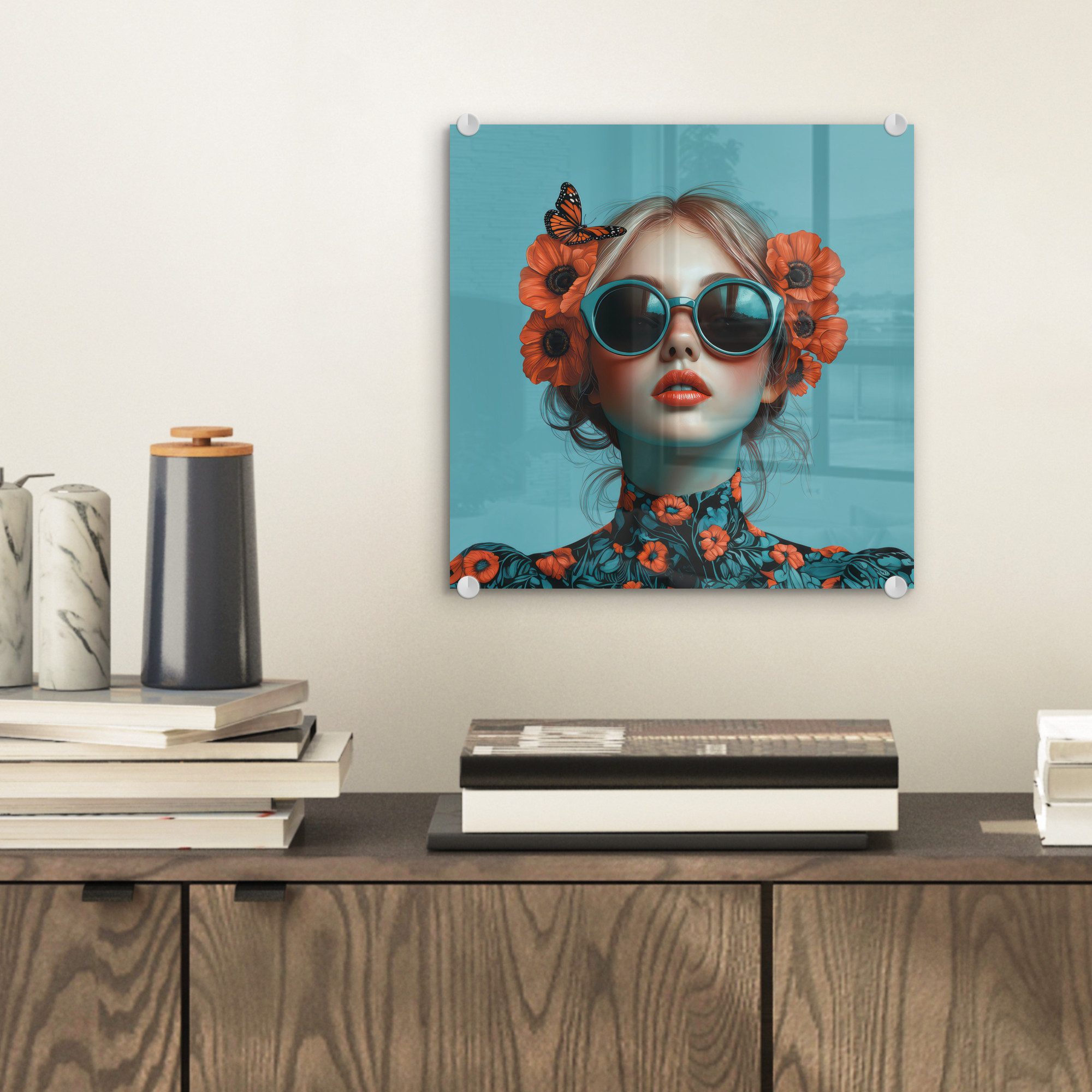 MuchoWow Acrylglasbild Frau - Blau - günstig online kaufen