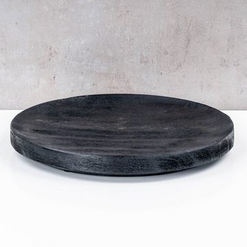 Levandeo® Dekoteller, Deko Teller Schwarz Ø30cm Rund Mango-Holz Tischdeko Holzteller
