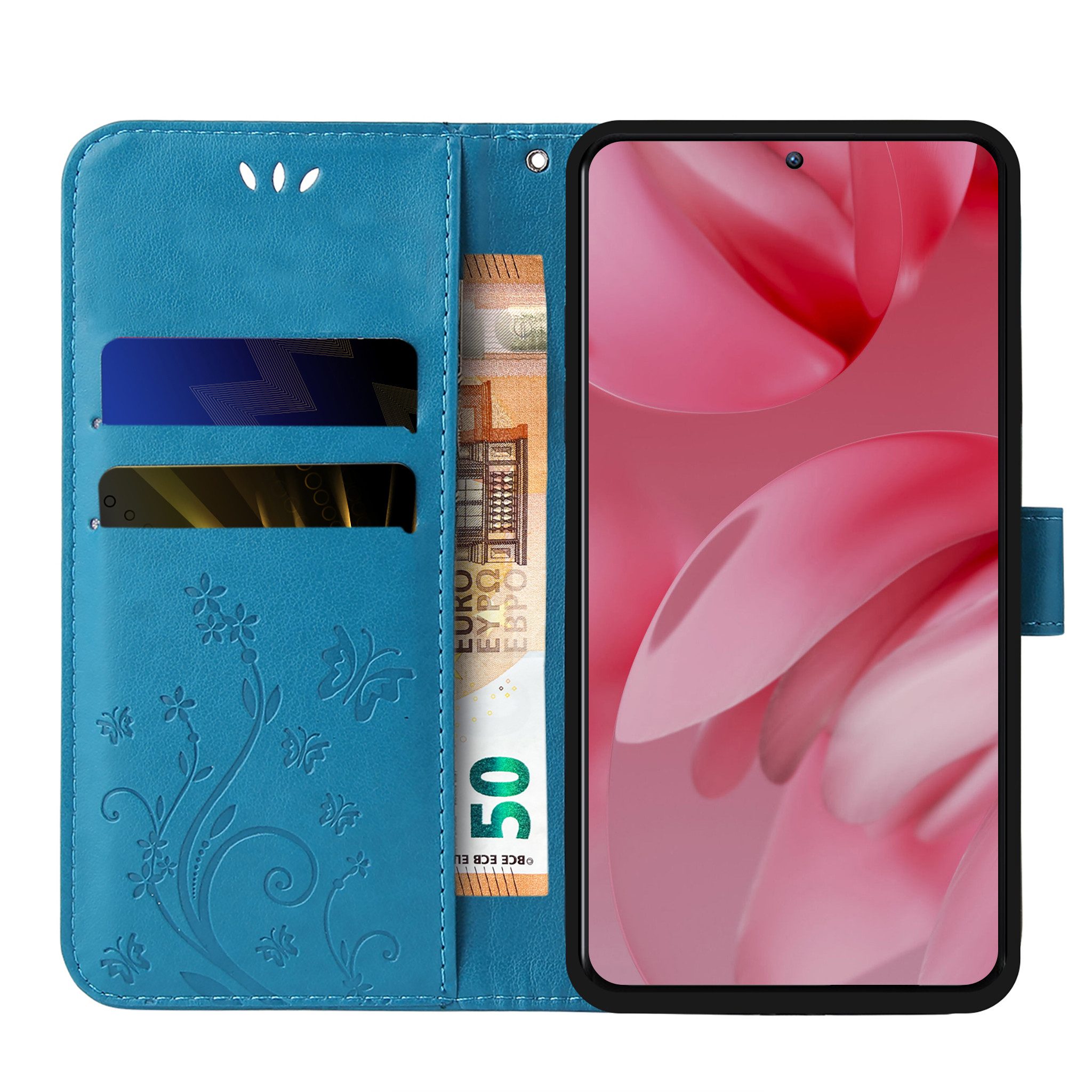 Tec-Expert Handyhülle Cover Tasche Hülle für Google Pixel 10 Pro 6.3 Zoll, 6.3", Klapphülle Case mit Kartenfach Fliphülle aufstellbar, Motiv Blumen