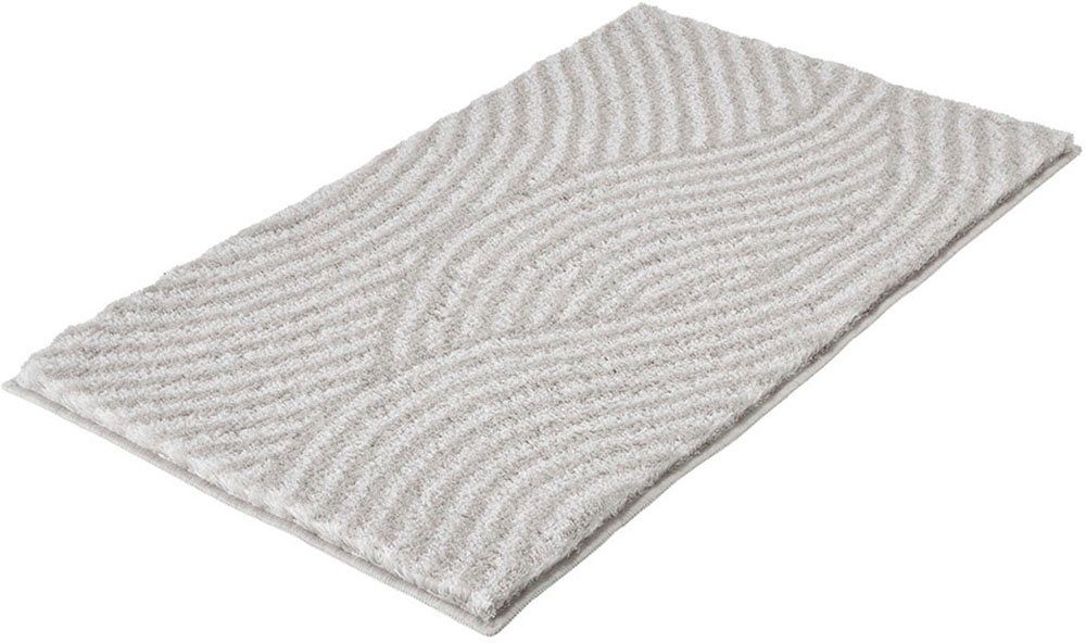 Kleine Wolke Badematte Calma, Badvorleger, Badezimmer Teppich, Höhe 30 mm, rutschhemmend beschichtet, fußbodenheizungsgeeignet, Polyacryl, rechteckig, Badteppich, Wellen Design