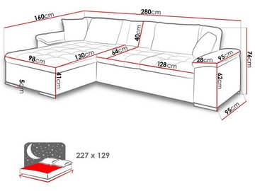 MIRJAN24 Ecksofa Diana Cord, mit Bettkasten und Schlaffunktion, Polsterecke Sofa, Farbauswahl Couchgarnitur