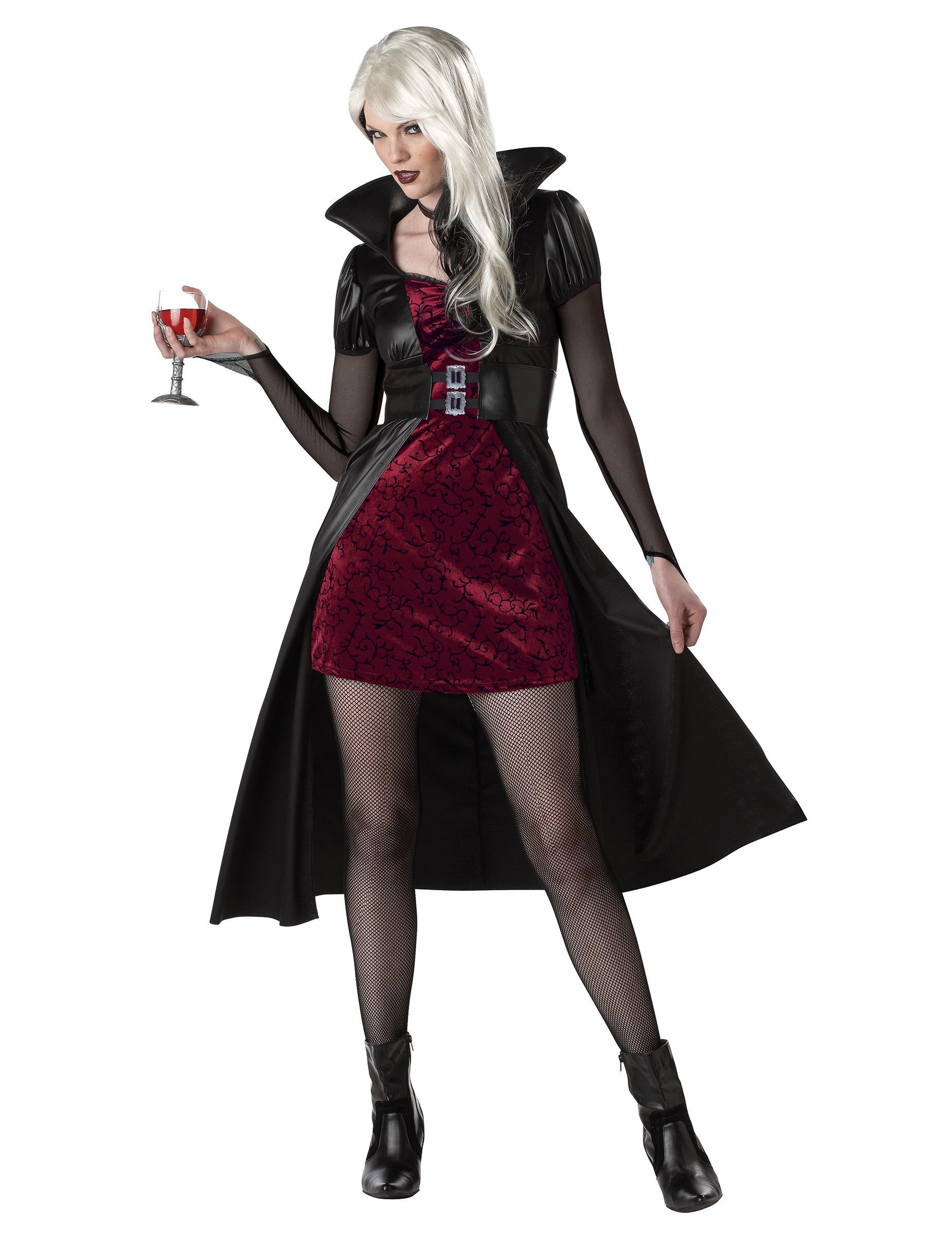 California Costumes Vampir-Kostüm Blutrünstige Vampir Lady Halloween Damenkostüm schwarz-bordeaux
