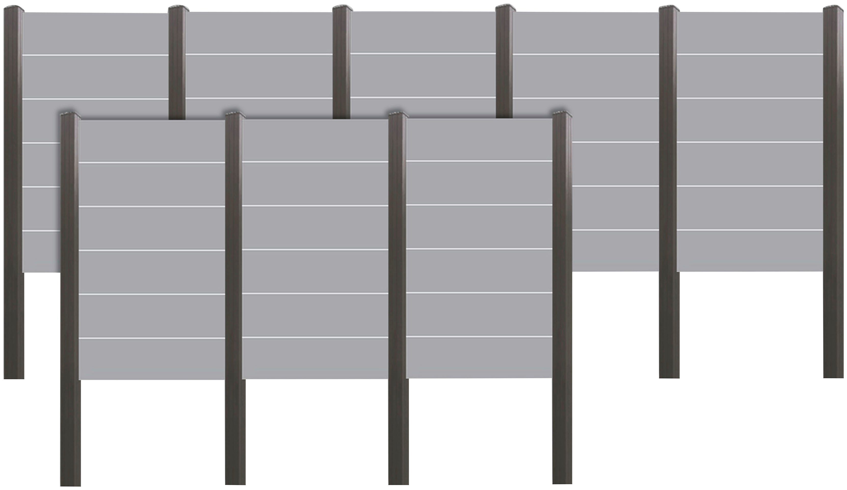 Tetzner & Jentzsch Sichtschutzelement ROUNDROCK 6, (Set), Satiniertes Glas in Aluminiumpfosten