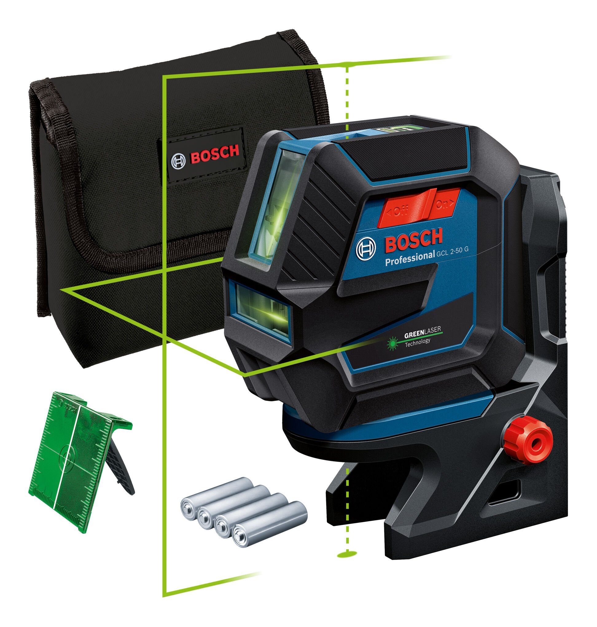 Bosch Professional Punkt- und Linienlaser GCL 2-50 G, Kombilaser mit Schutztasche