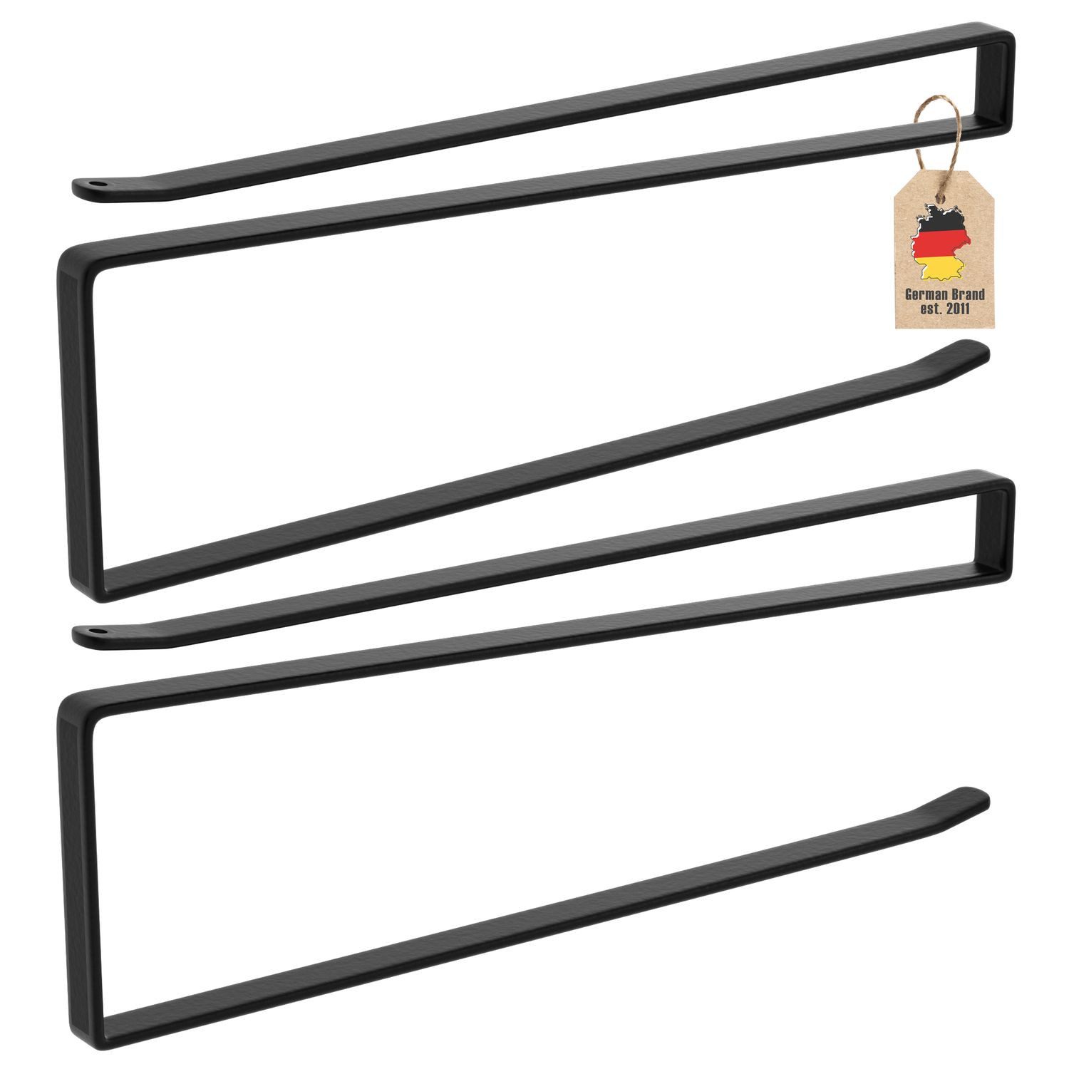 Intirilife Küchenrollenhalter, (2x Papierrollenhalterung in Schwarz - Z-Form, 2-St), Platzsparende Steckalterung für Papierrollen und weitere Gegenstände