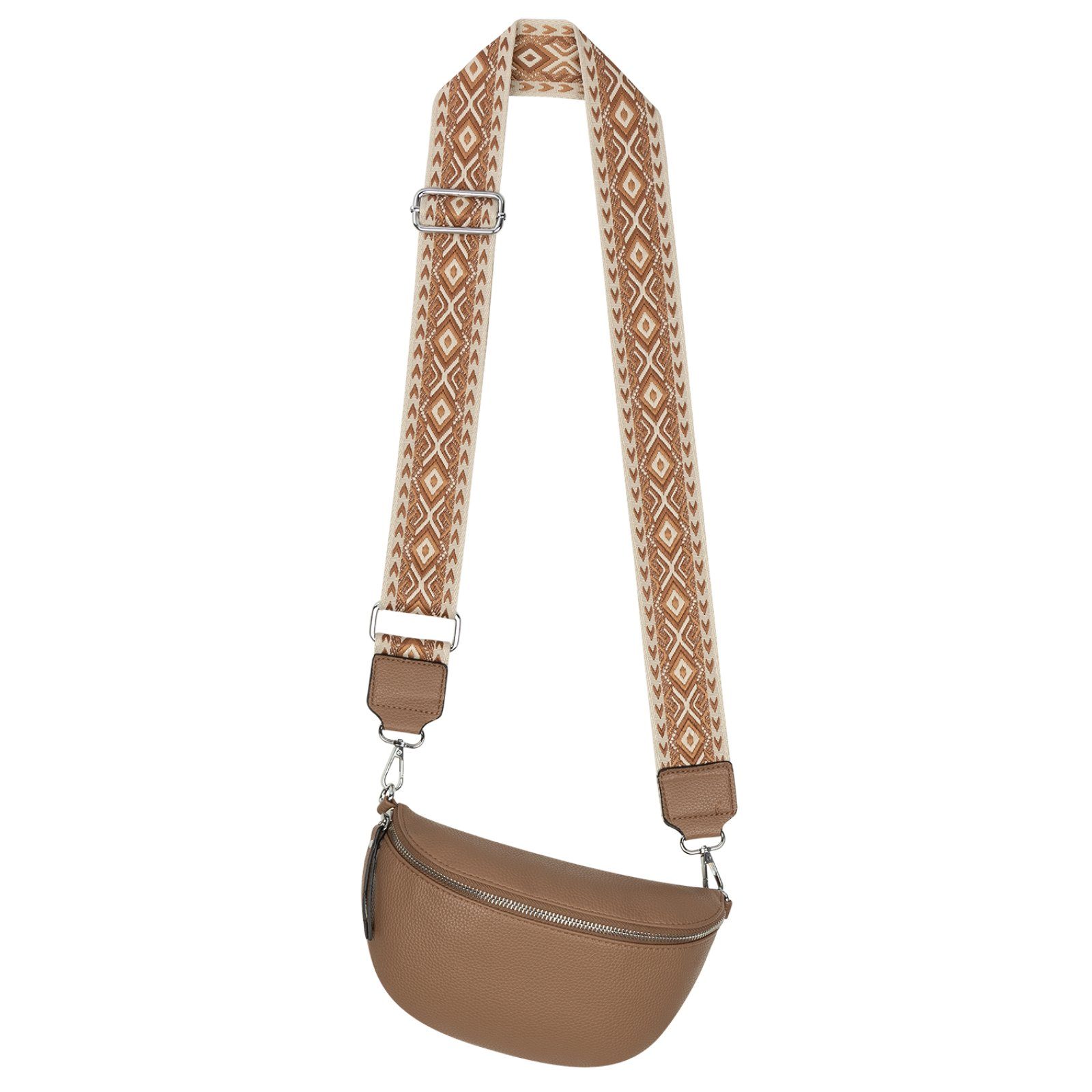 Umhängetasche APRICOT Gürteltasche Hüfttasche Crossbody-Bag Italy-De, als Schultertasche, tragbar Bauchtasche EAAKIE Kunstleder CrossOver, Umhängetasche