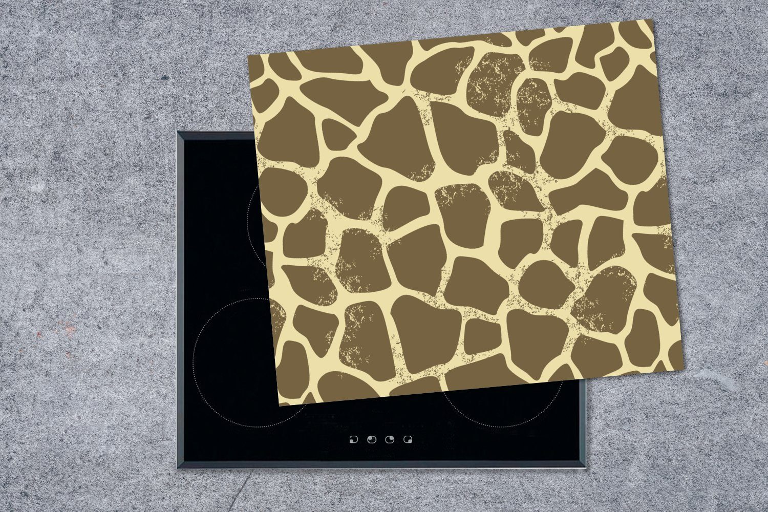 nutzbar, Muster (1 MuchoWow Mobile tlg), - Ceranfeldabdeckung - Herdblende-/Abdeckplatte cm, Fell, 60x52 Giraffe Vinyl, Arbeitsfläche