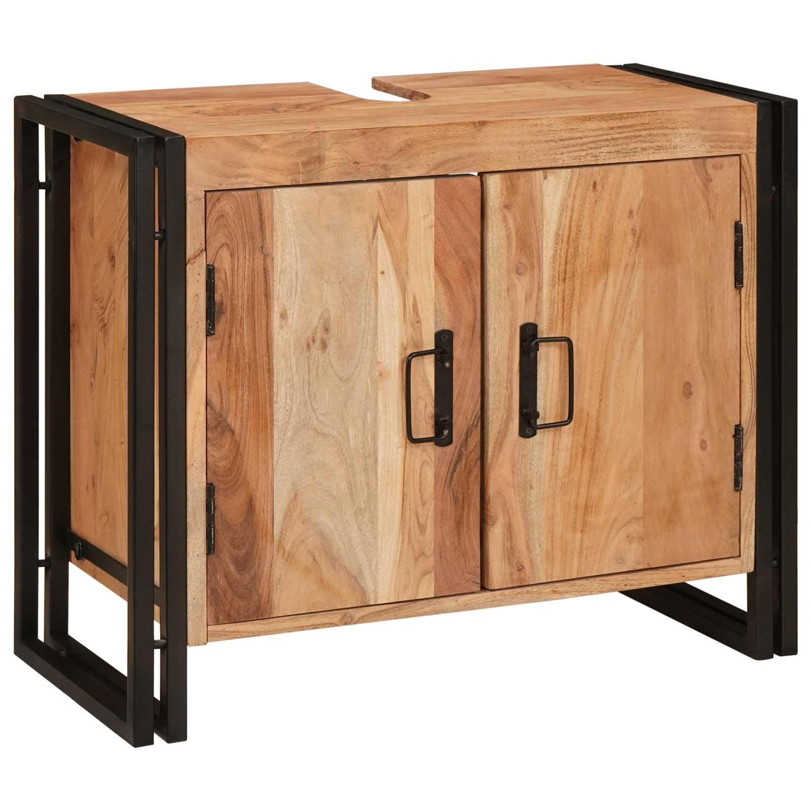 vidaXL Badezimmerspiegelschrank Waschbeckenunterschrank Braun 71 x 33 x 58 cm Massivholz (1-St)