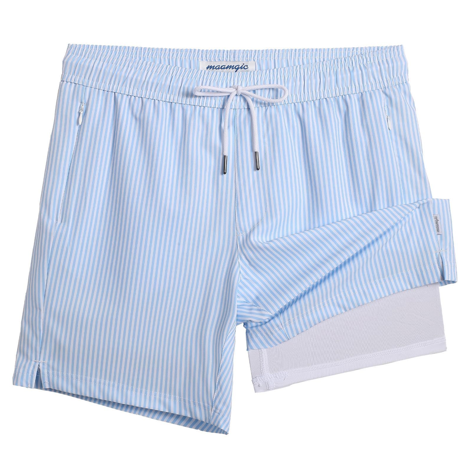 MaaMgic Trainingsshorts Badehose Herren lang 2-in-1 schnelltrocknende Shorts 18 cm Innennaht (1-tlg)