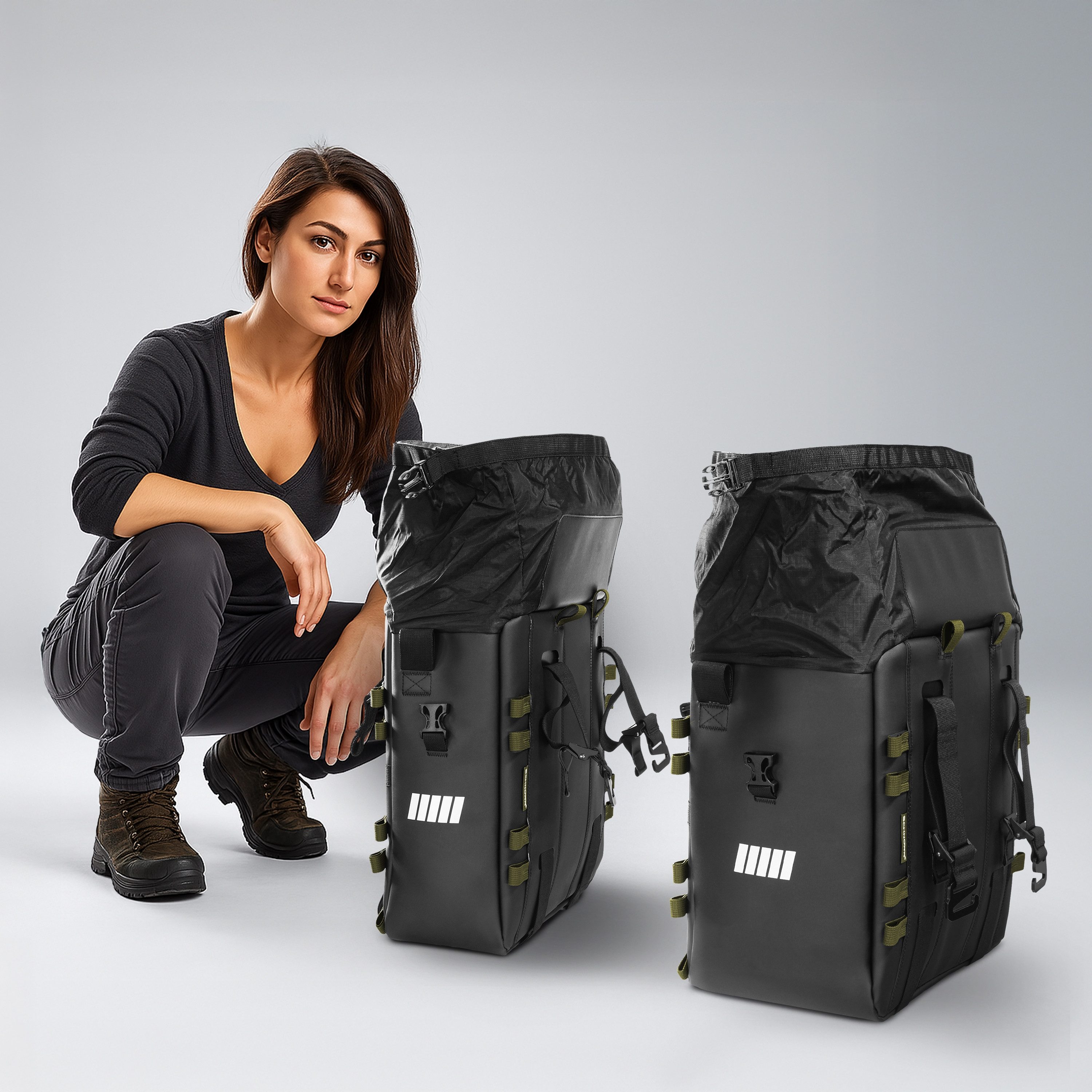 SCHNORR Gepäckträgertasche Motorrad Seitentaschen Bundle 22L + 38L wasserdicht für Husqvarna Nord