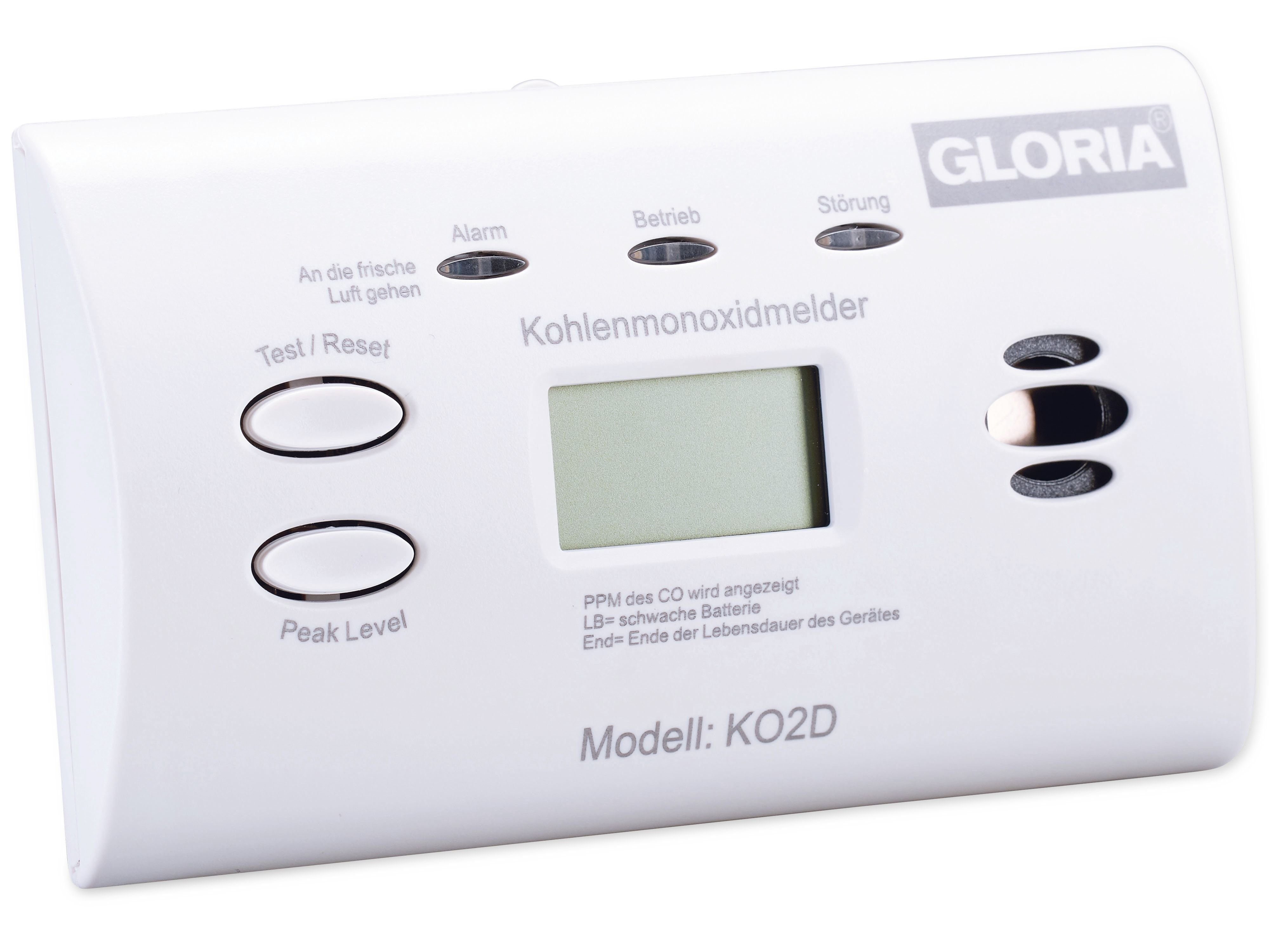 Gloria GLORIA Display Hitzewarnmelder Rauch- und mit Kohlenmonoxid-Melder KO2D,