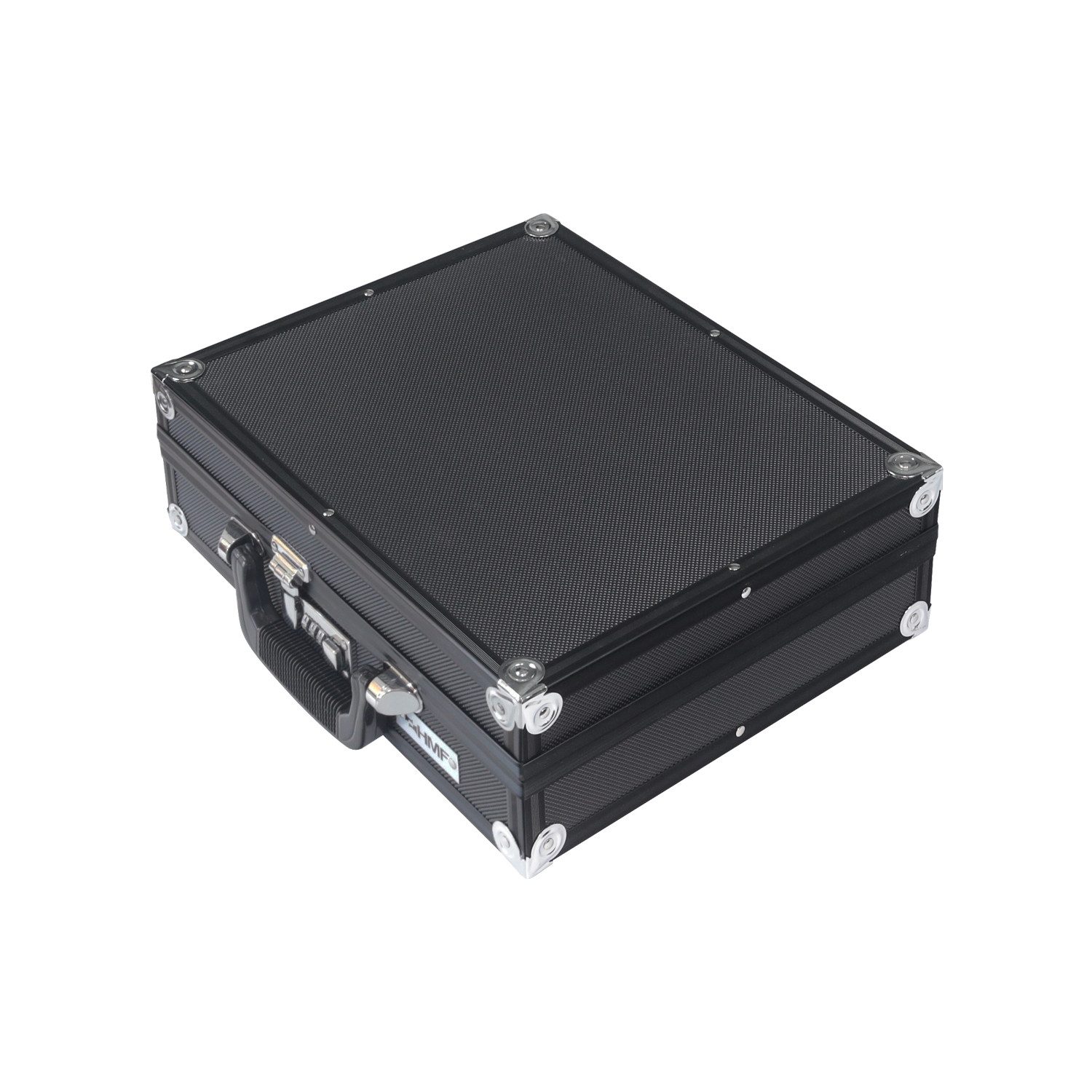HMF Kameratasche abschließbarer Alu Fotokoffer, Waffenkoffer mit Rasterschaumstoff, 36,5 x 29 x 12 cm, Schwarz