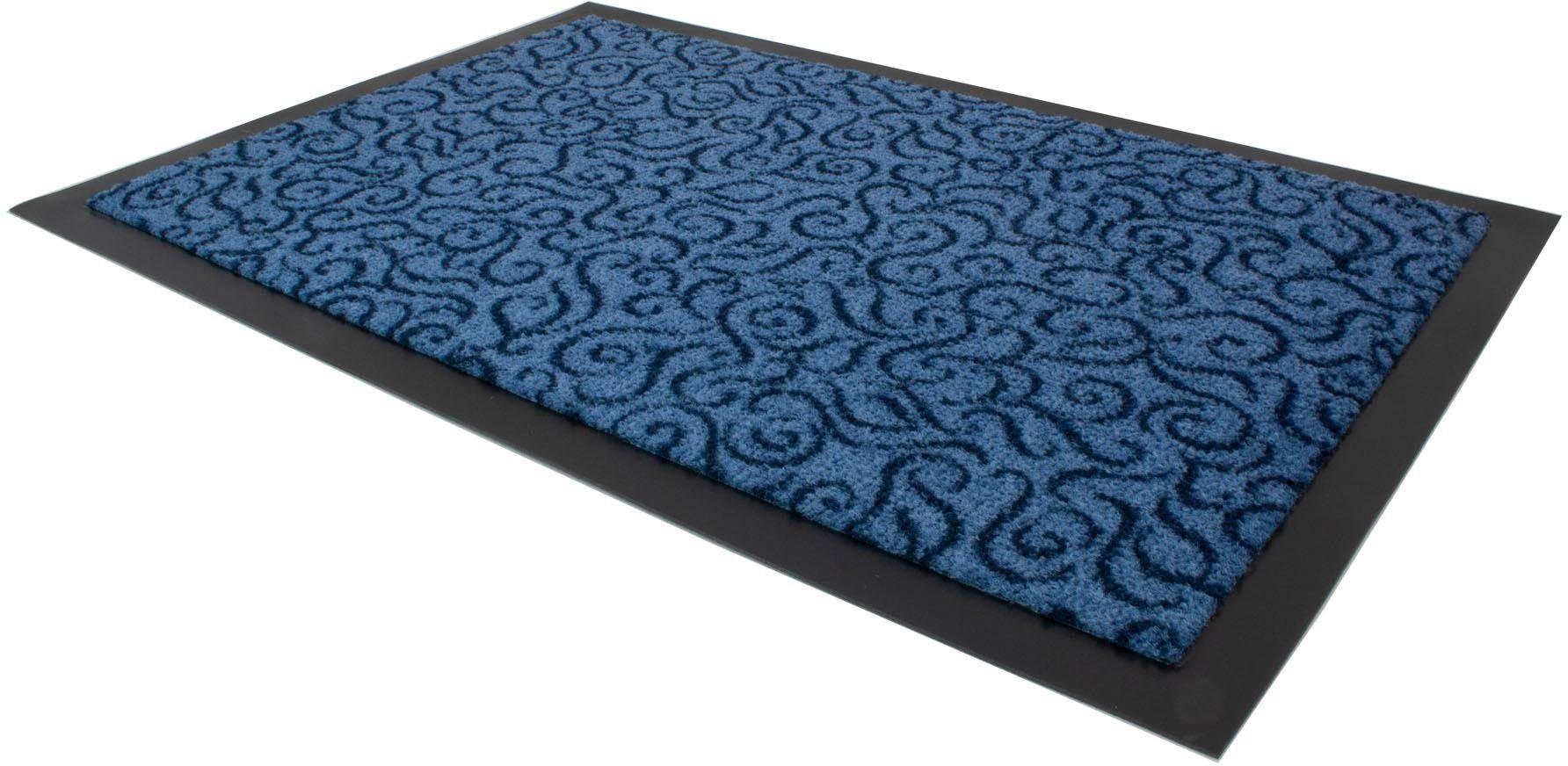 Textil, In- Primaflor-Ideen rechteckig, Höhe: Schmutzfangmatte, mm, geeignet, Fußmatte 6 und in blau waschbar Outdoor BRASIL,