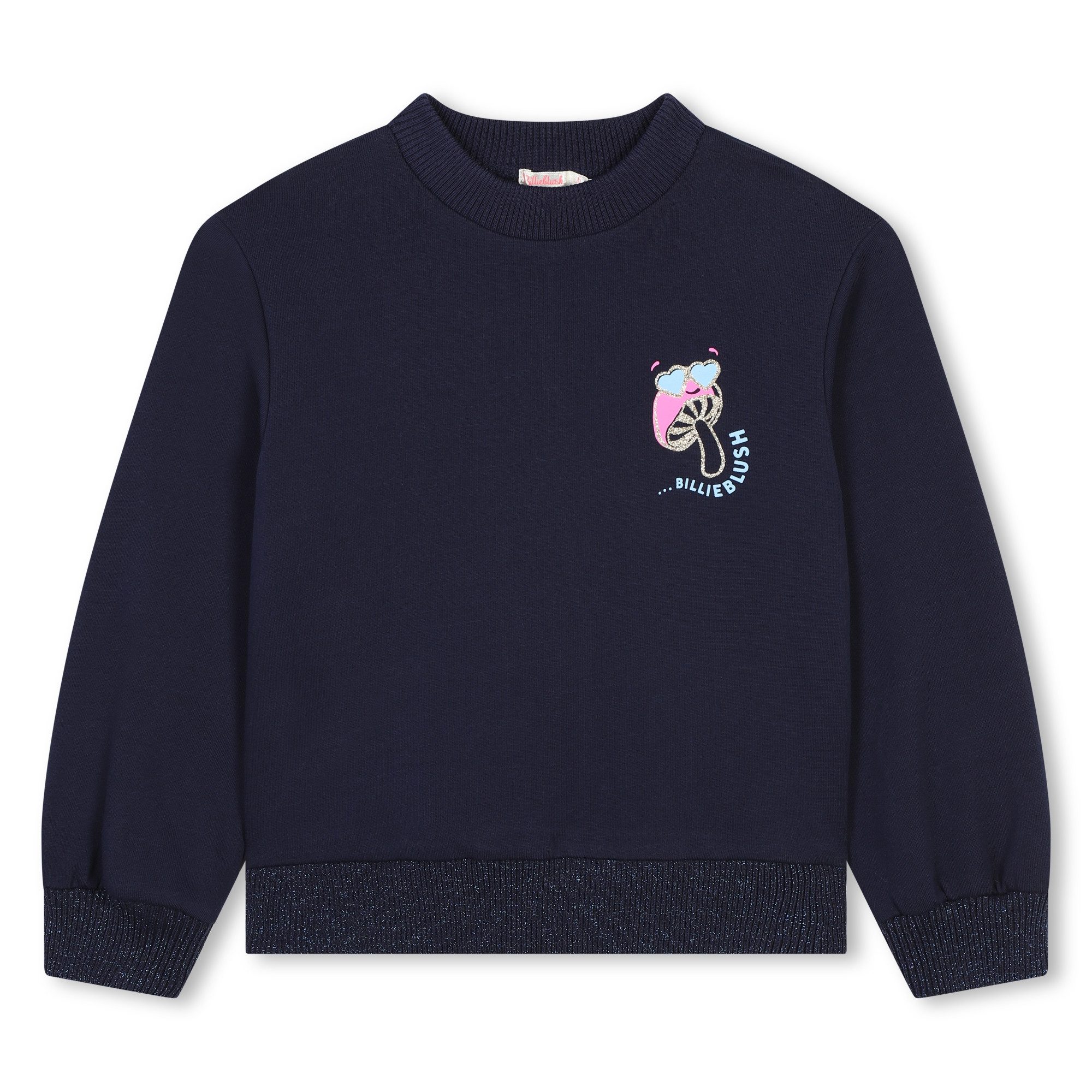 Sweatshirt Billieblush Sweater marine blau mit Pilzmotiv Glitzer