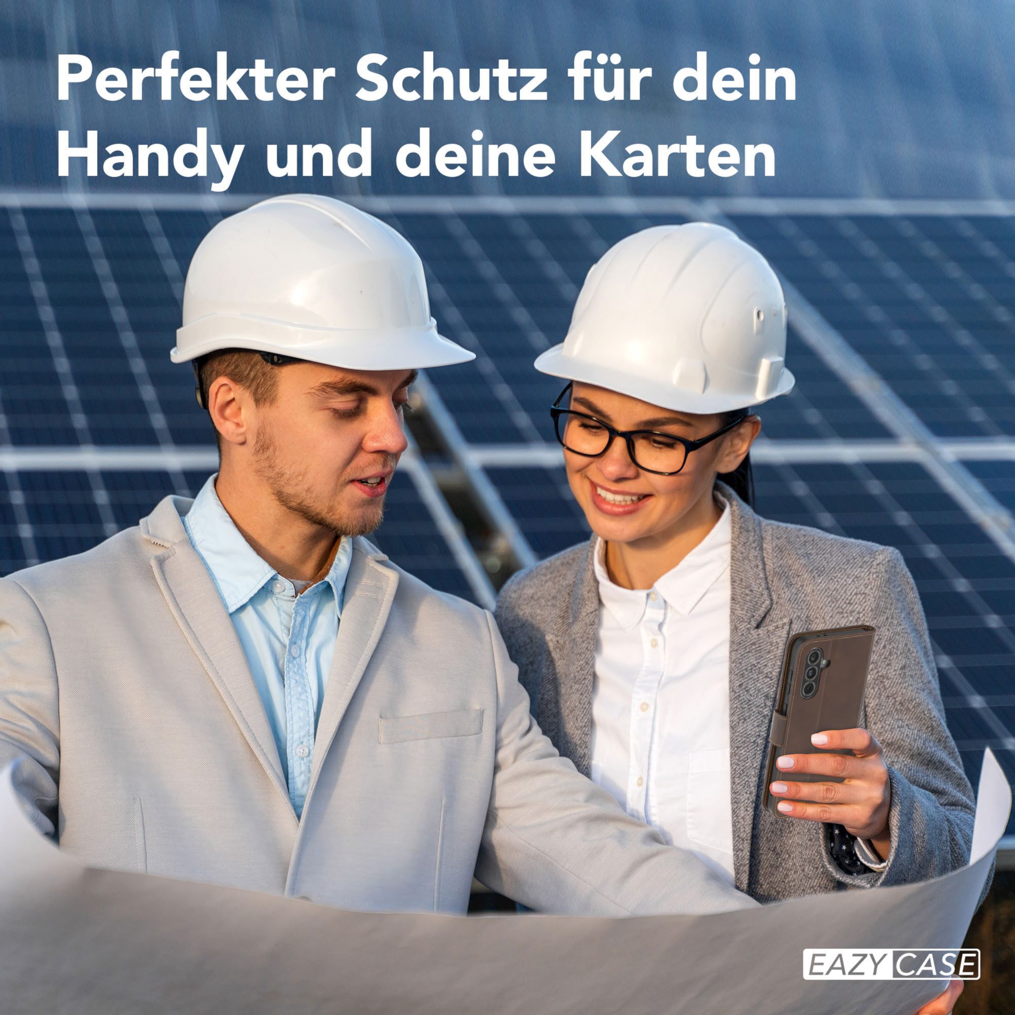 EAZY CASE Handyhülle Business Handytasche Samsung Galaxy A56 5G 6,7 Zoll, Tasche Klapphülle aus Kunstleder Book Cover mit Kartenfächer Braun