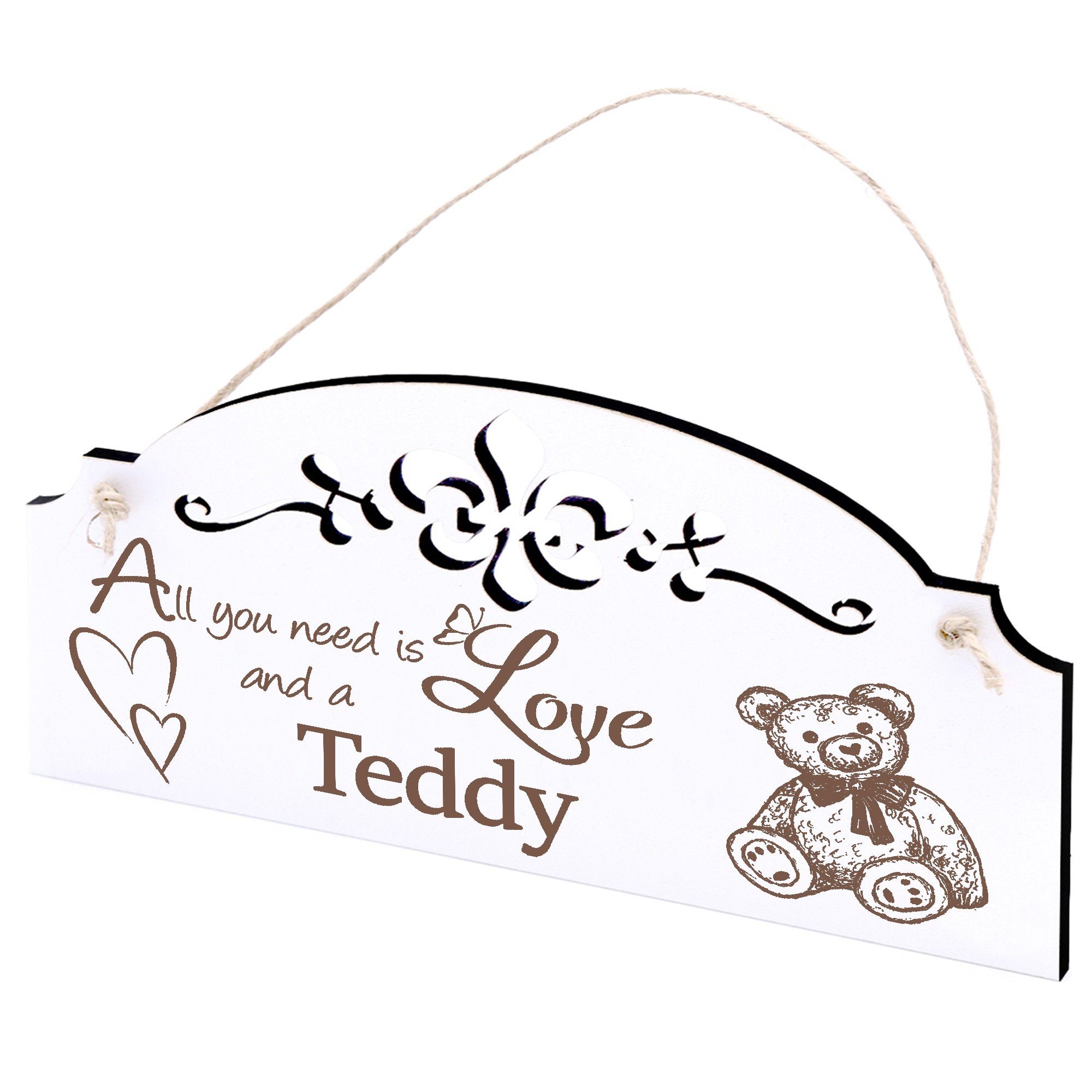 Dekolando Hängedekoration niedlicher Teddy Deko 20x10cm All you need is Love