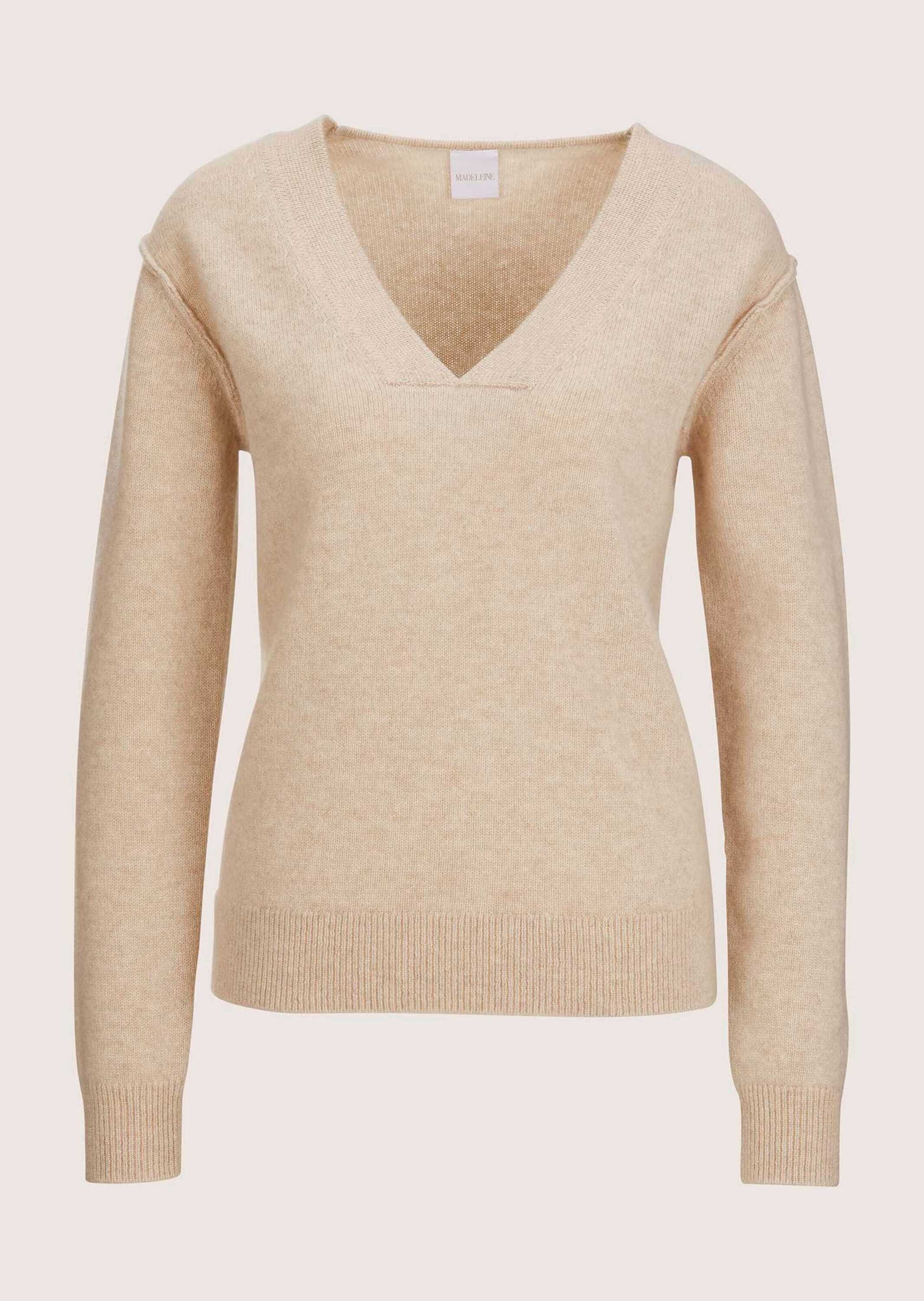 MADELEINE Strickpullover Kurzer V-Pullover mit Good Kaschmir