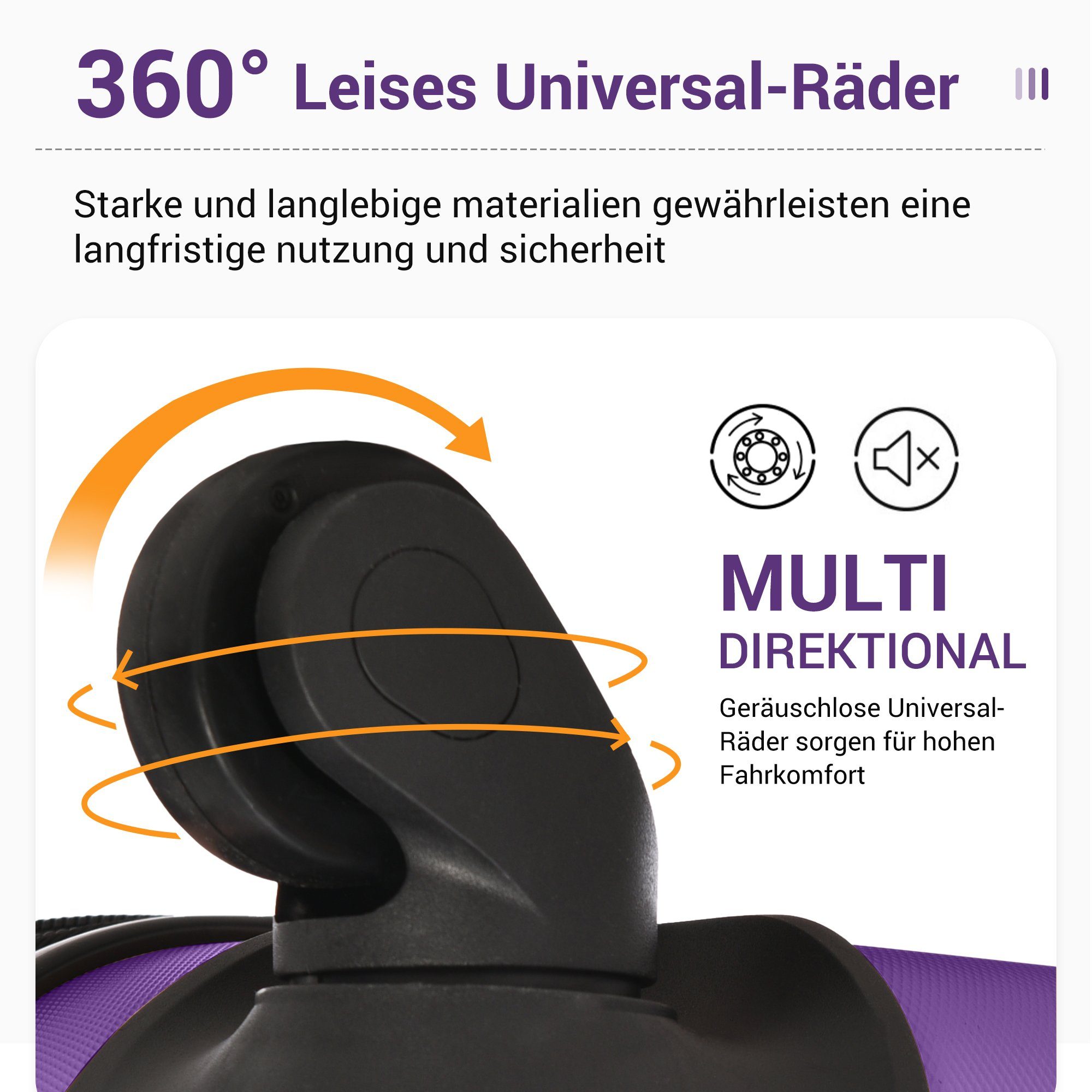 Flieks Hartschalen-Trolley, 4 Rollen, Hartschalenkoffer Handgepäck-Trolley Reisekoffer Geschäftsreisekoffer