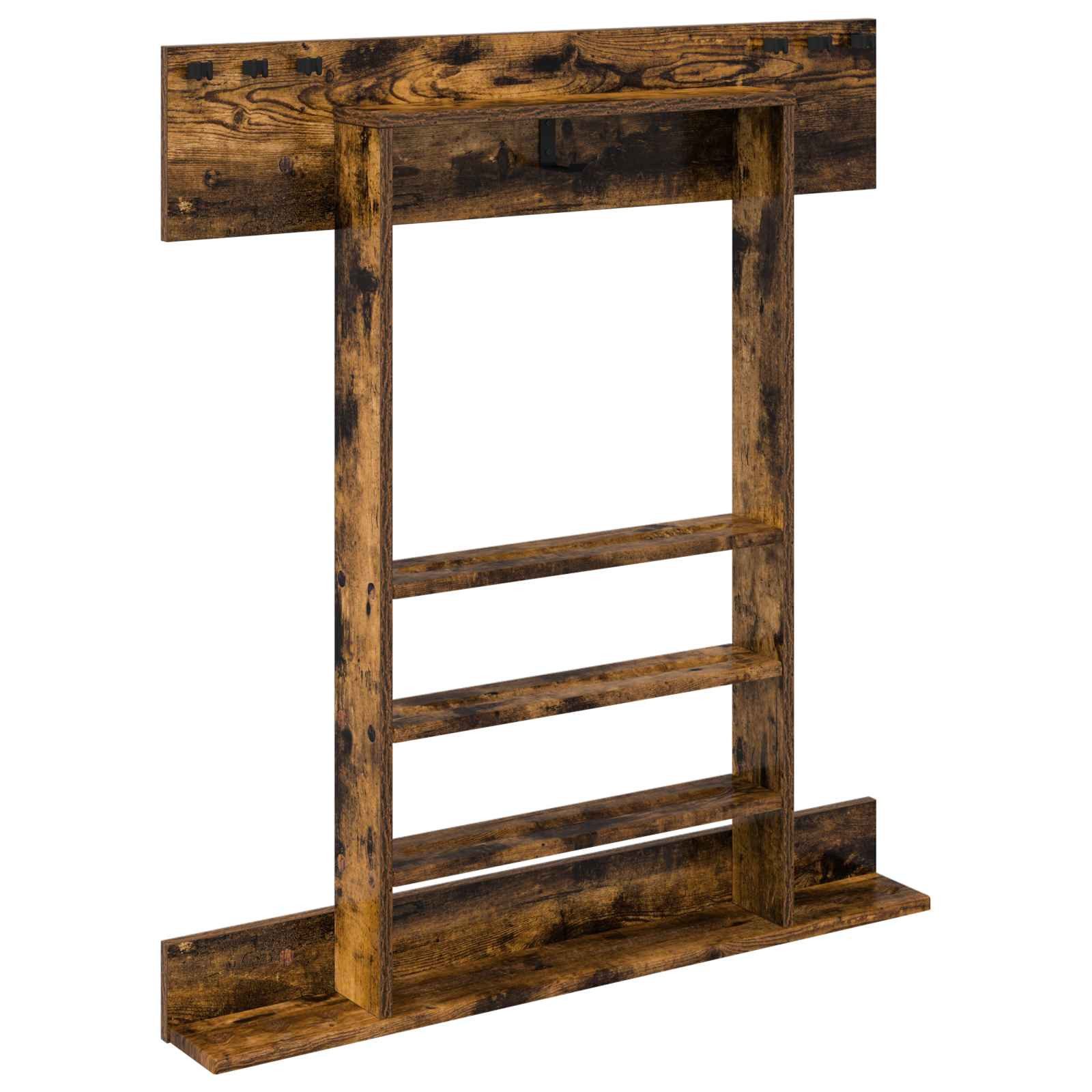 vidaXL Billardtisch Billardqueue-Ständer Holzwerkstoff 93 x 12 x 103 cm Raucheiche, (1-tlg)