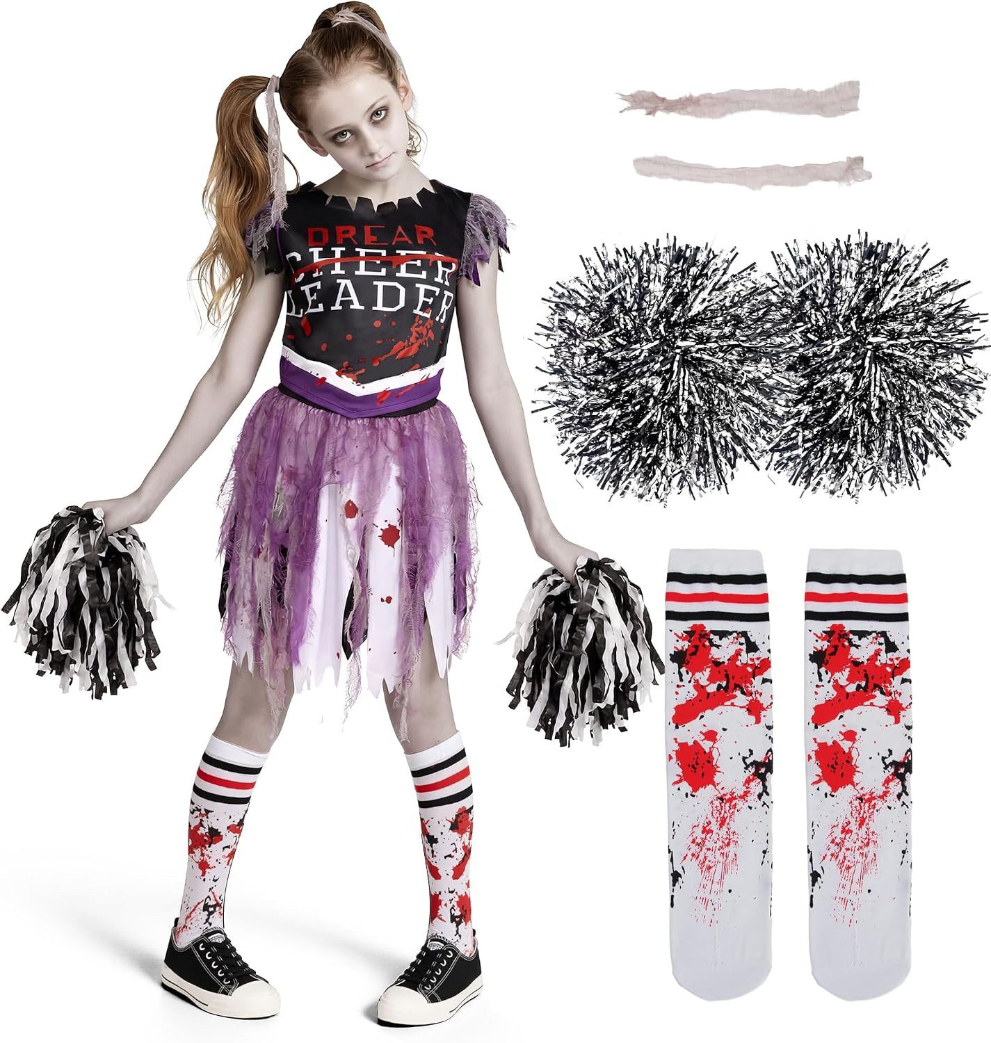 Spooktacular Creations Zombie-Kostüm Spooktacular Creations Mädchen Zombie Cheerleader Kostüm