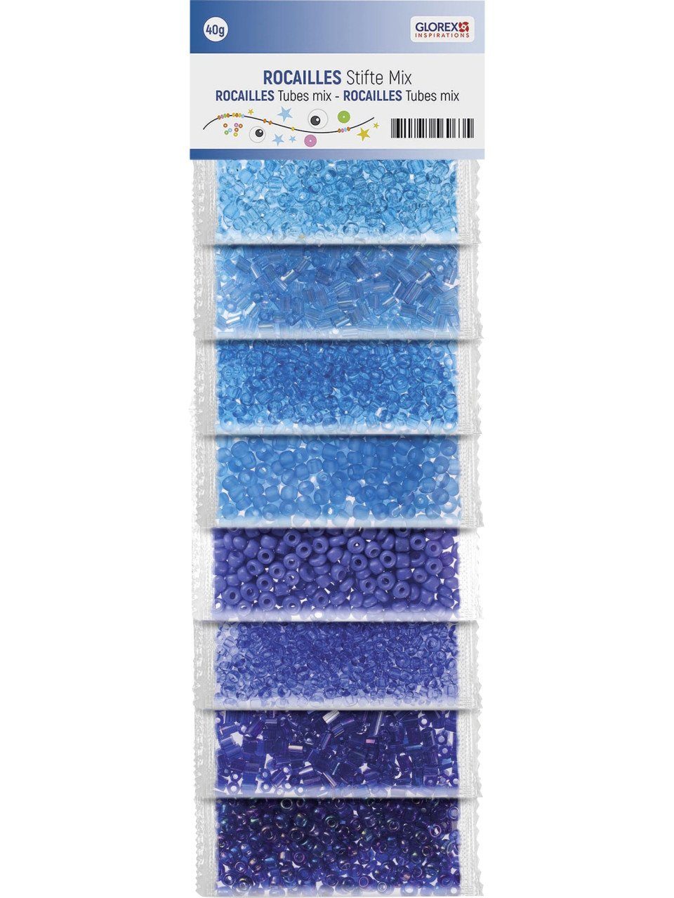 Glorex Bastelperlen Glorex Rocailles/Stifte blautöne mix