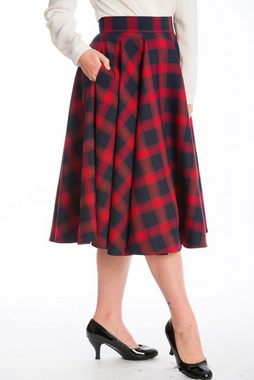 Banned A-Linien-Rock Sweet Check Rot Kariert Retro Vintage Swing Skirt