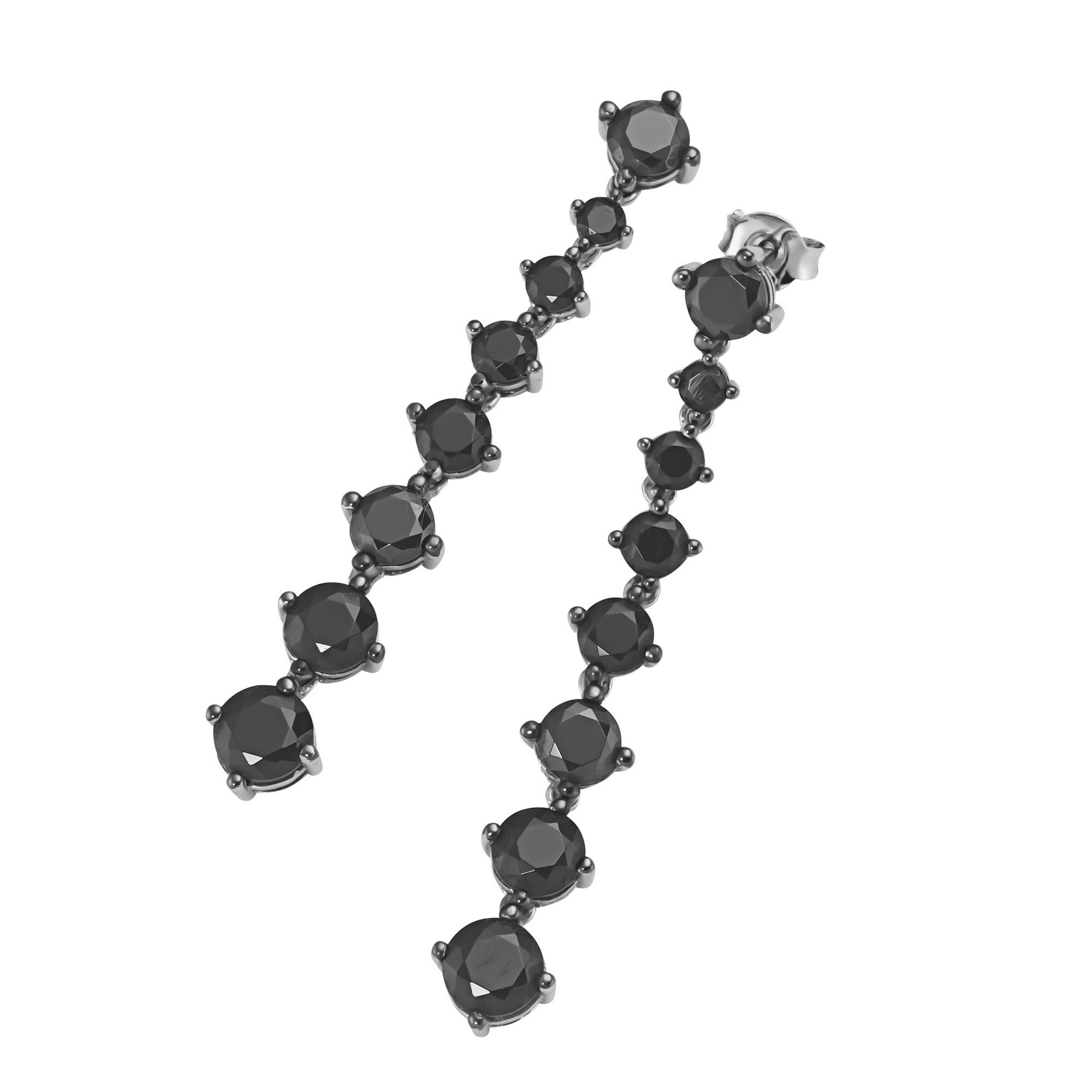 GIORGIO MARTELLO MILANO Paar Ohrhänger mit Zirkonia oder schwarzem Spinell, Silber 925/-
