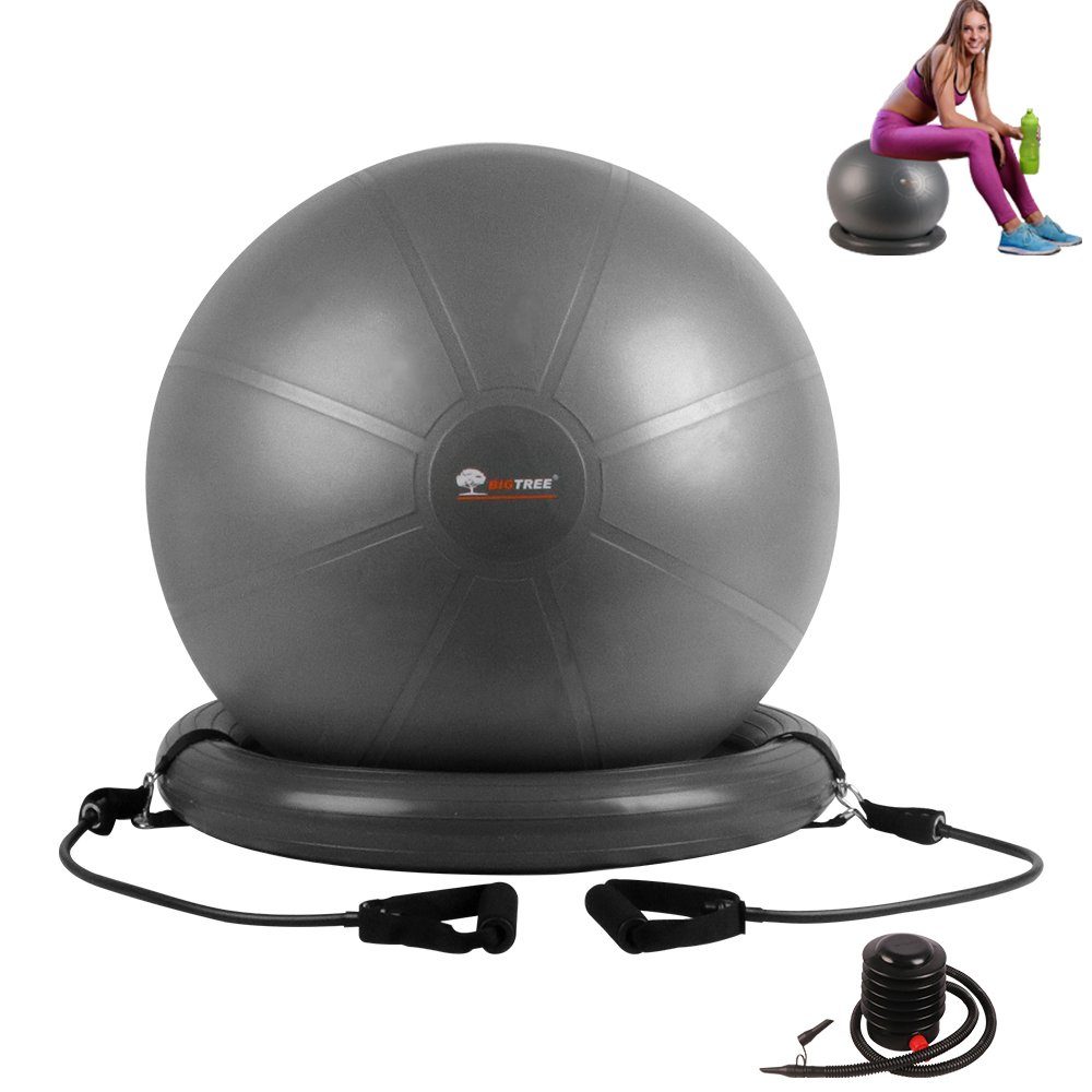 KAHOO Gymnastikball »Massageball mit Basis, Ø65cm, bis 300kg«, 2 Bänder +  Pumpe
