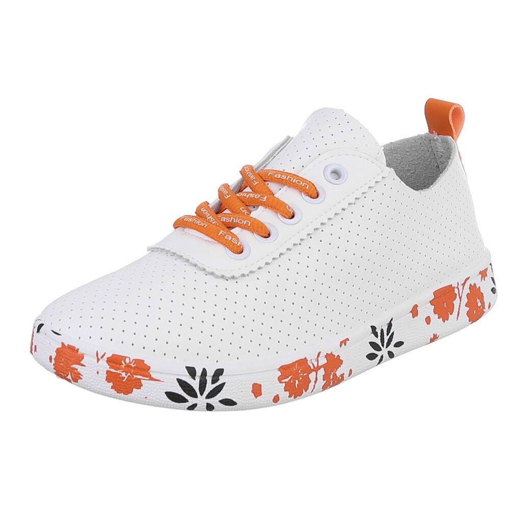 Ital-Design Stylischer Freizeitschuh mit floralem Sohlenrand Sneaker (91554303) Flach Sneakers Low in Weiß