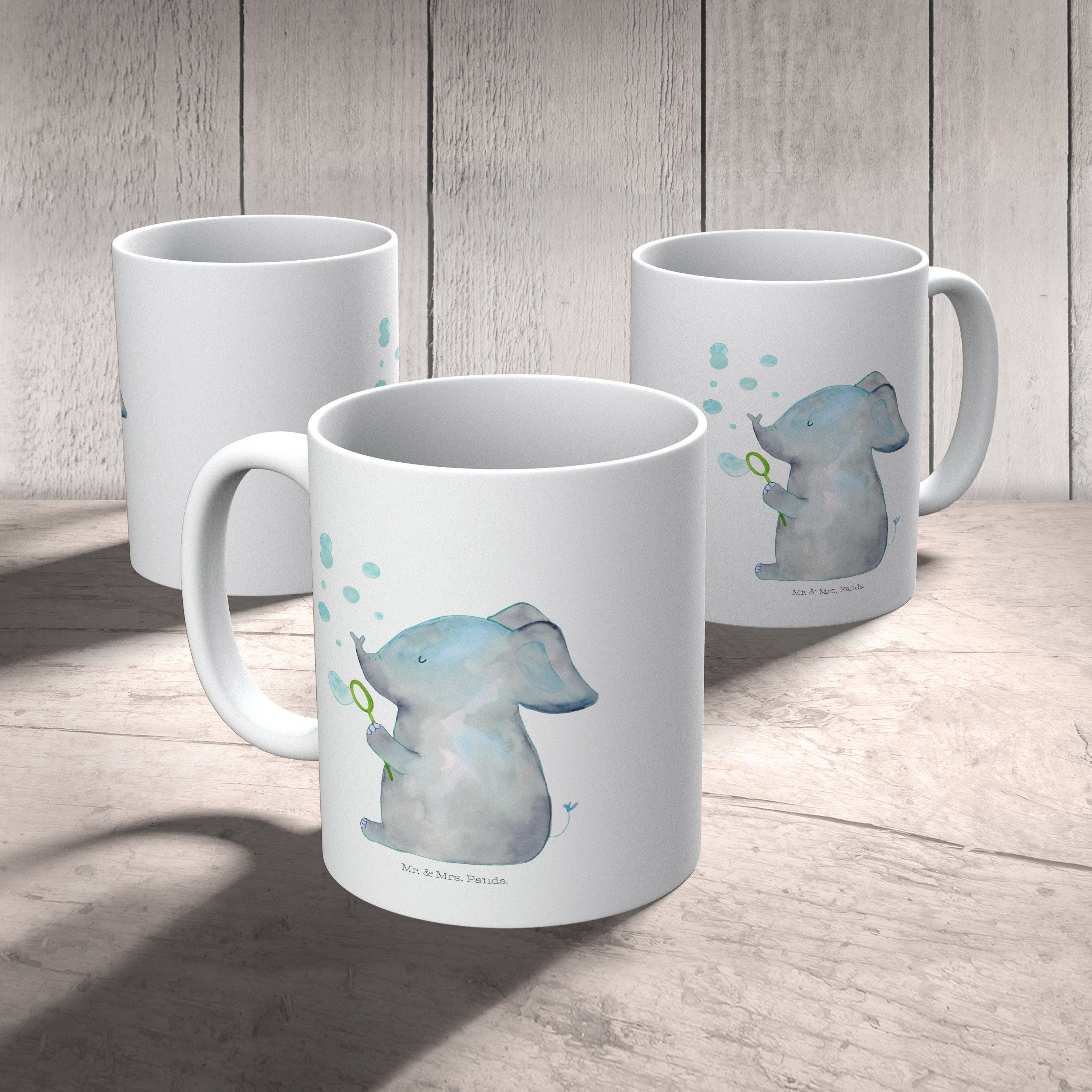 - Keramik Tasse, & - Geschenk, Tiermotive, Mrs. Gute, Mr. Seifenblasen Büro Panda Elefant Tasse Weiß