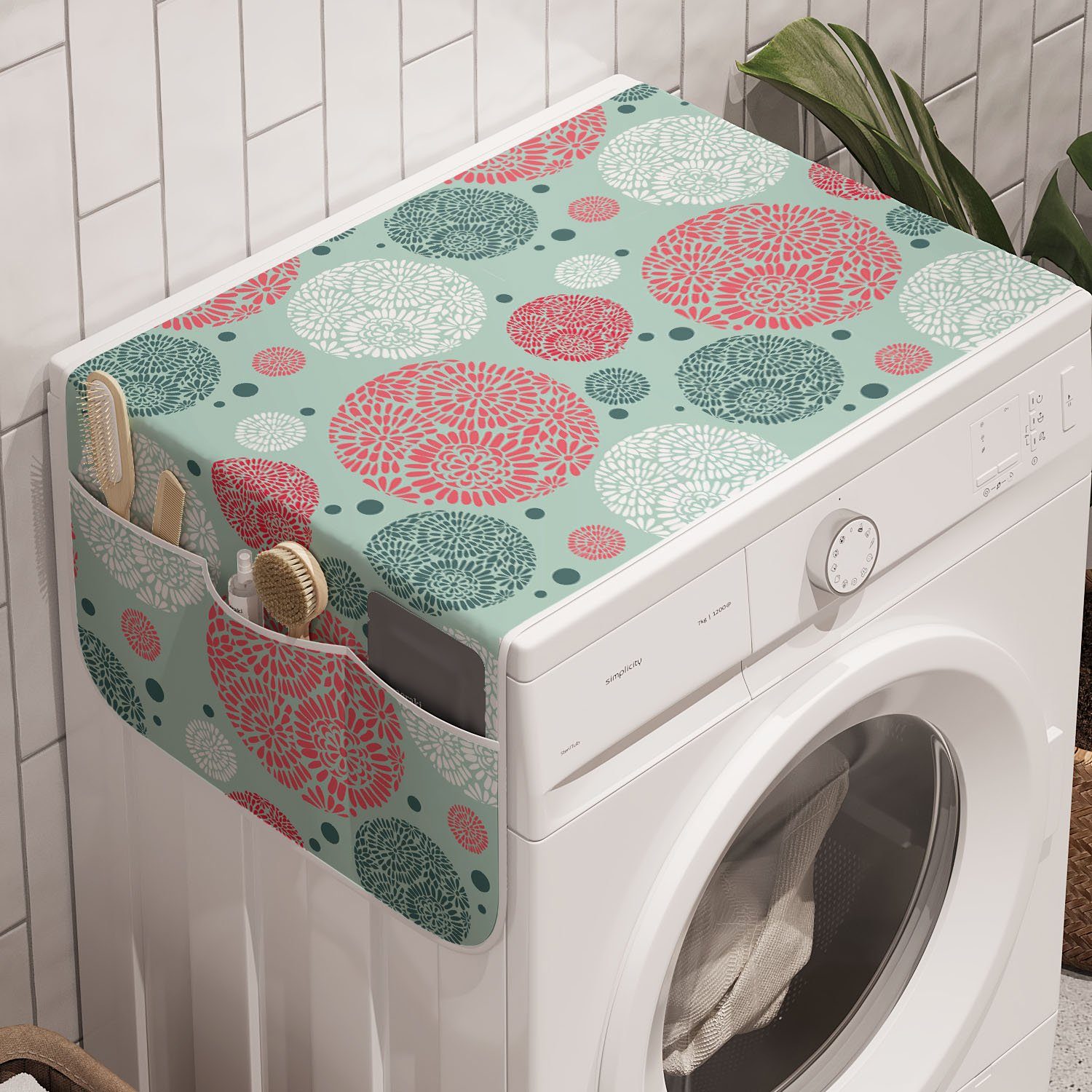 Pastell-Blumen-Kreise für Polka Anti-Rutsch-Stoffabdeckung Abakuhaus Dot und Badorganizer Waschmaschine Trockner,