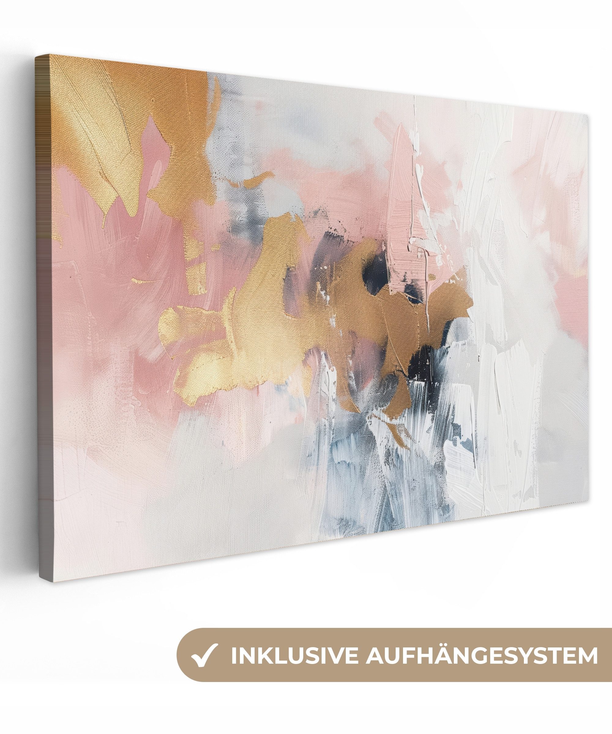 OneMillionCanvasses® Leinwandbild Abstrakt - Pastellfarben - Gold - Modern - Ästhetisch, Fotodruck (1 St), Leinwand Изображения Klein, Wand Dekoration Aesthetic 30x20 cm