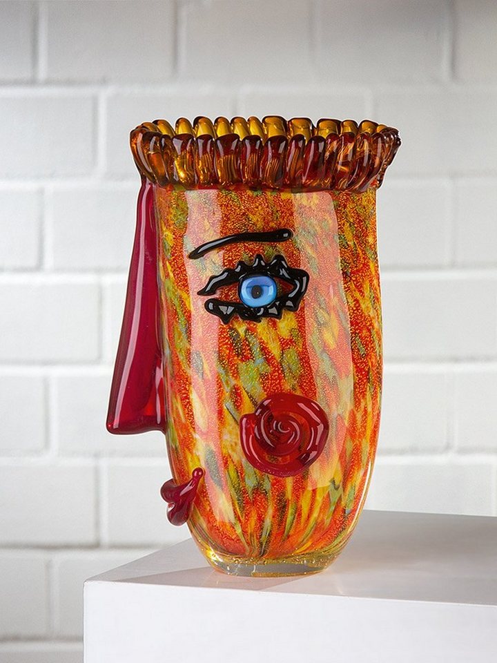 Casablanca by Gilde Tischvase Punky (1 St), dekorative Vase aus Glas,  Blumenvase, Maße: H.30cm x B.21cm x