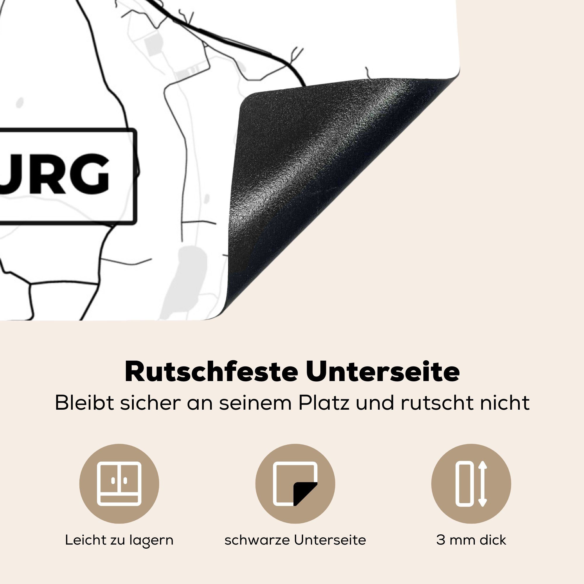 für - Ravensburg tlg), Vinyl, Herdblende-/Abdeckplatte Arbeitsplatte Karte MuchoWow 78x78 cm, - küche (1 Stadtplan, Ceranfeldabdeckung,