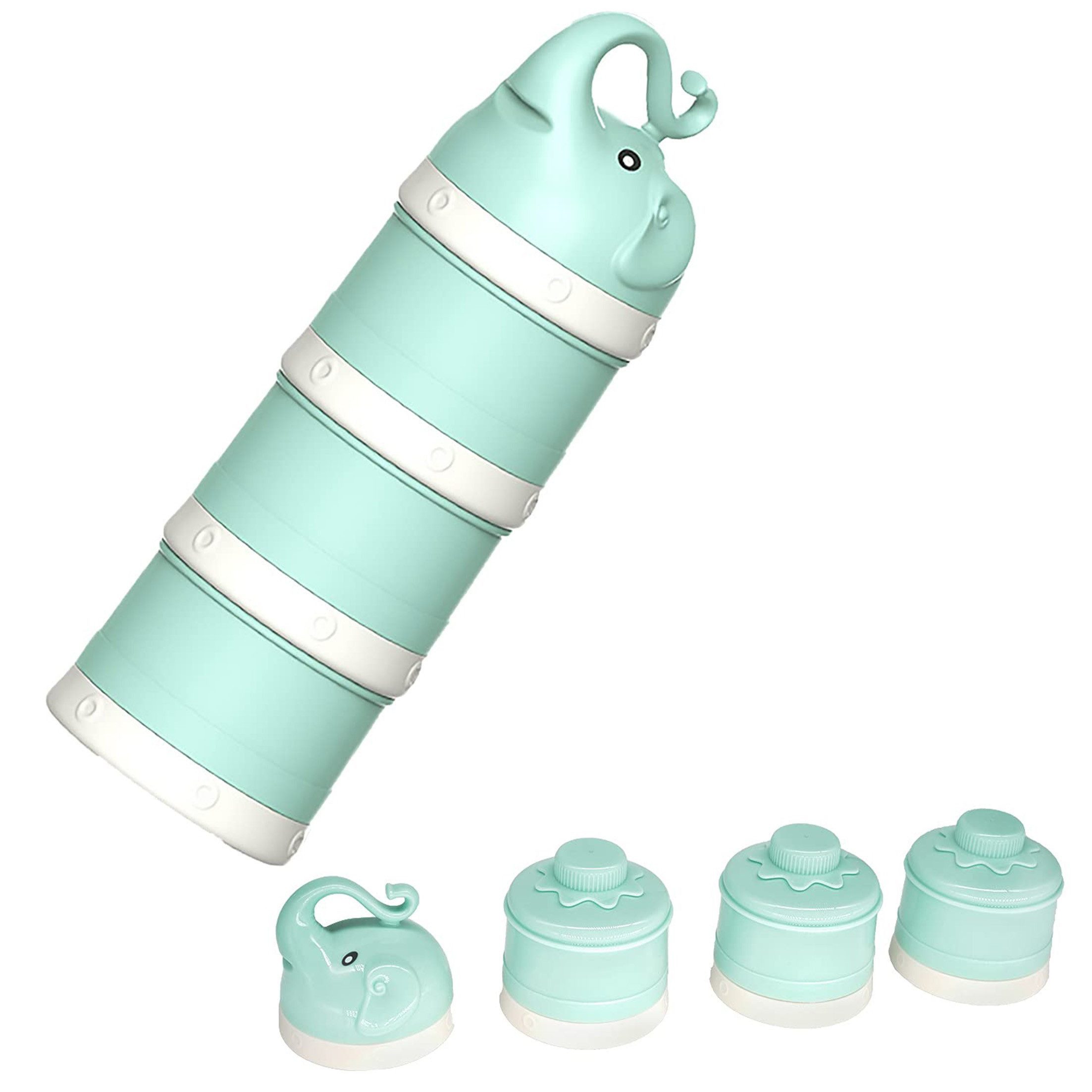 KINSI Vorratsdose Aufbewahrungsdose für Babynahrung & Snacks - 4-fach Unterteilt, Luftdicht & Wasserdicht,Ideal für Milchpulver,Knabbereien unterwegs