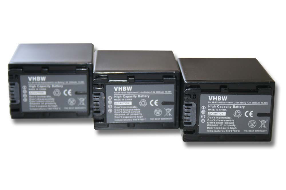 vhbw kompatibel mit HDR-CX360VE, HDR-CX500E, mAh HDR-CX450 V) HDR-CX410VE, Sony Kamera-Akku (7,2 2200 Li-Ion