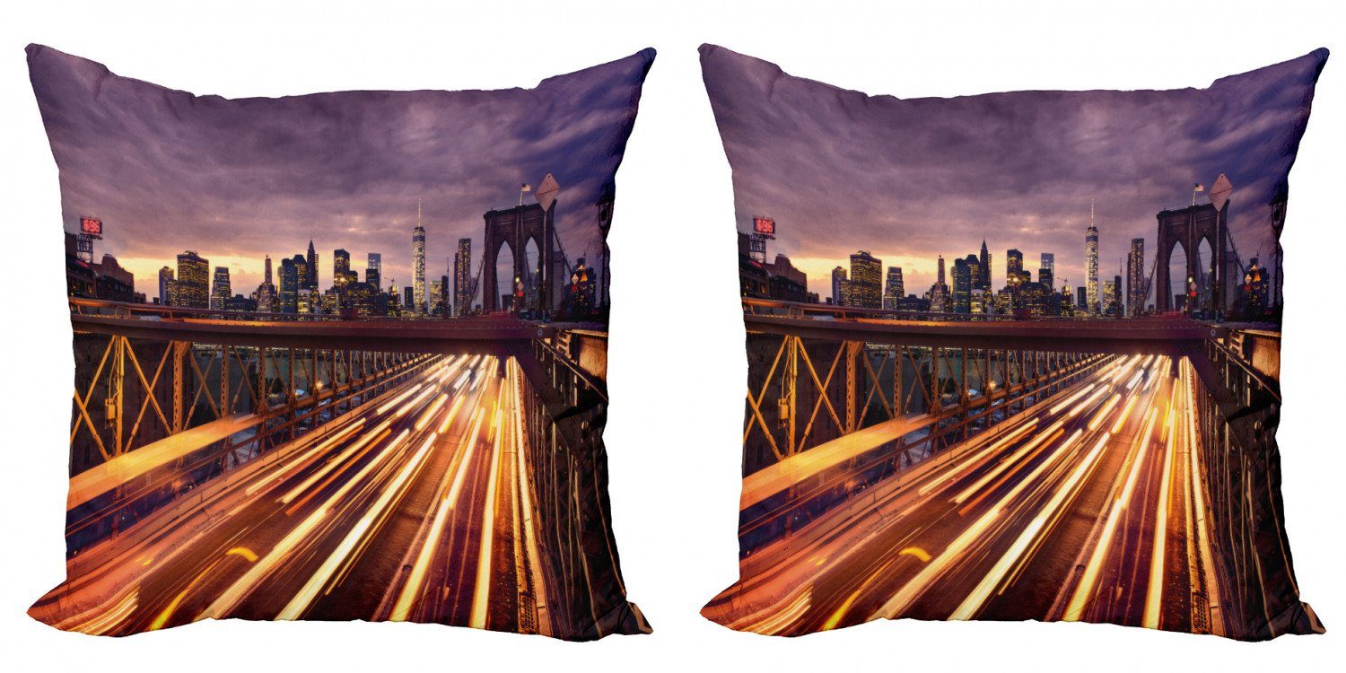 Brooklyn (2 Stadt Doppelseitiger Modern Stück), Abakuhaus Traffic Kissenbezüge Bridge Accent Digitaldruck,