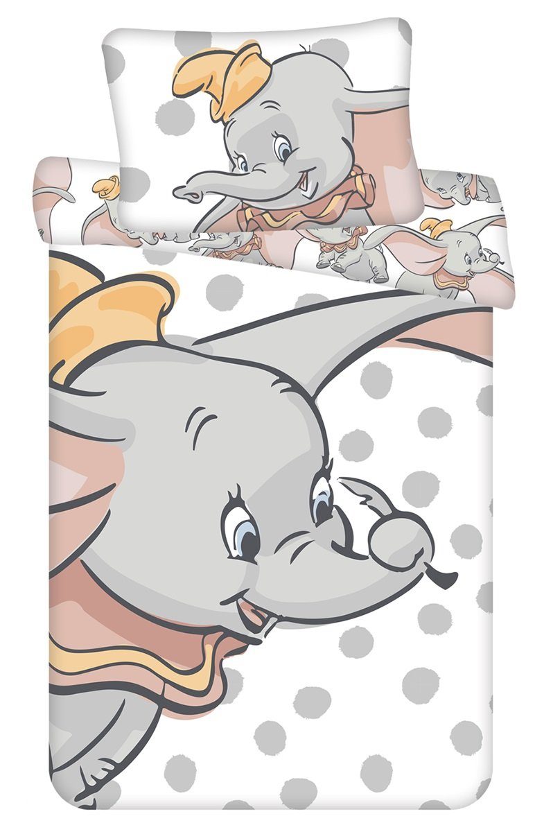 Kinderbettwäsche Disney Baby Kinder Постільна білизна Dumbo mit Punkten Be, Disney, Renforcé, 2 teilig