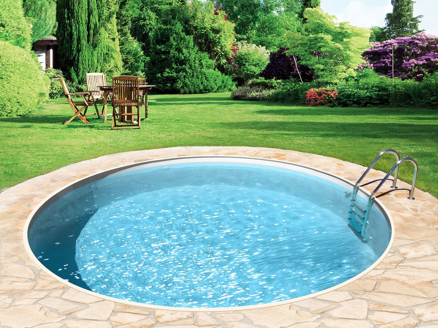 Thumbnail - my POOL BWT Rundpool mit sandfarbener Folie für den Karibik Look (Komplett-Set, 6-tlg), Höhe: 120 cm, inkl. Zubehör, in ...