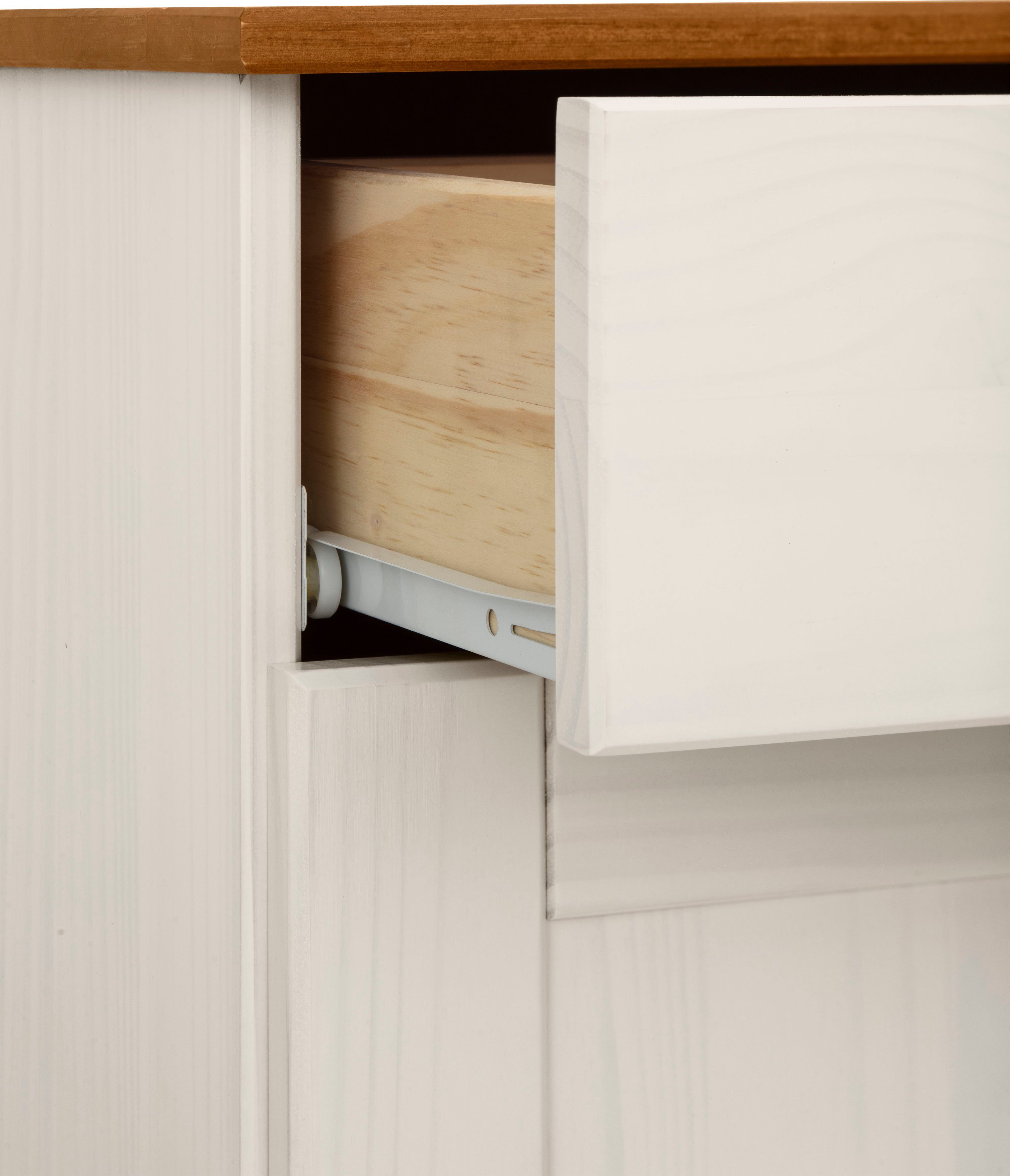 60 cm, cm weiß Breite FSC®-zertifiziertes Massivholz, Home affaire | Höhe Unterschrank Rodby weiß/honig 80